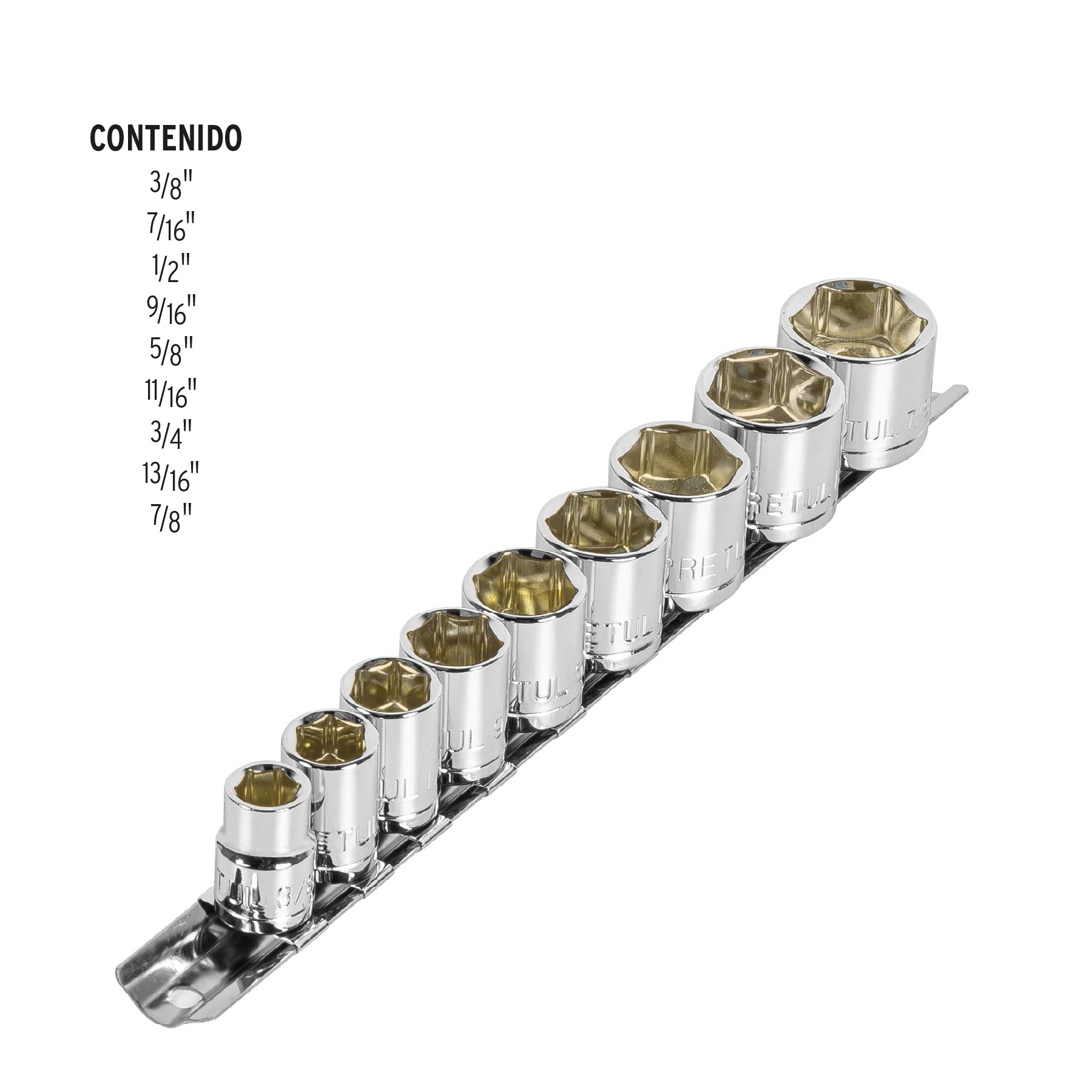 Juego de 9 dados cuadro 3/8" estándar, Pretul