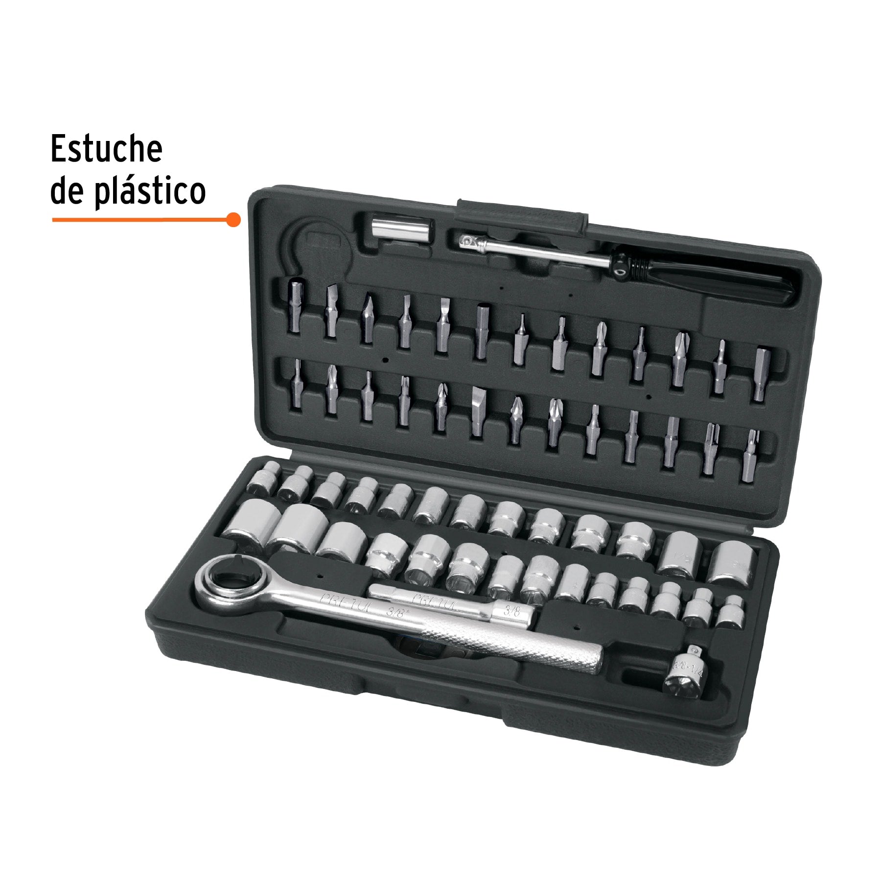 Juego de 60 herramientas 1/4" y 3/8" para mecánico, Pretul