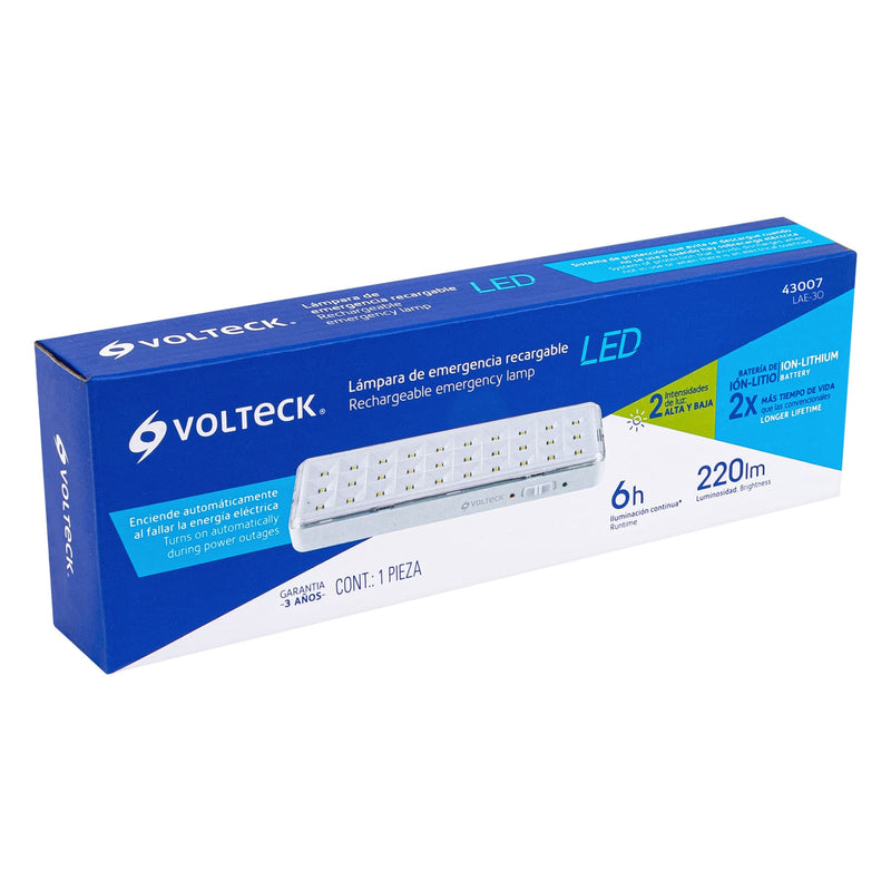 Lámpara de emergencia de 220 lm recargable,  Volteck