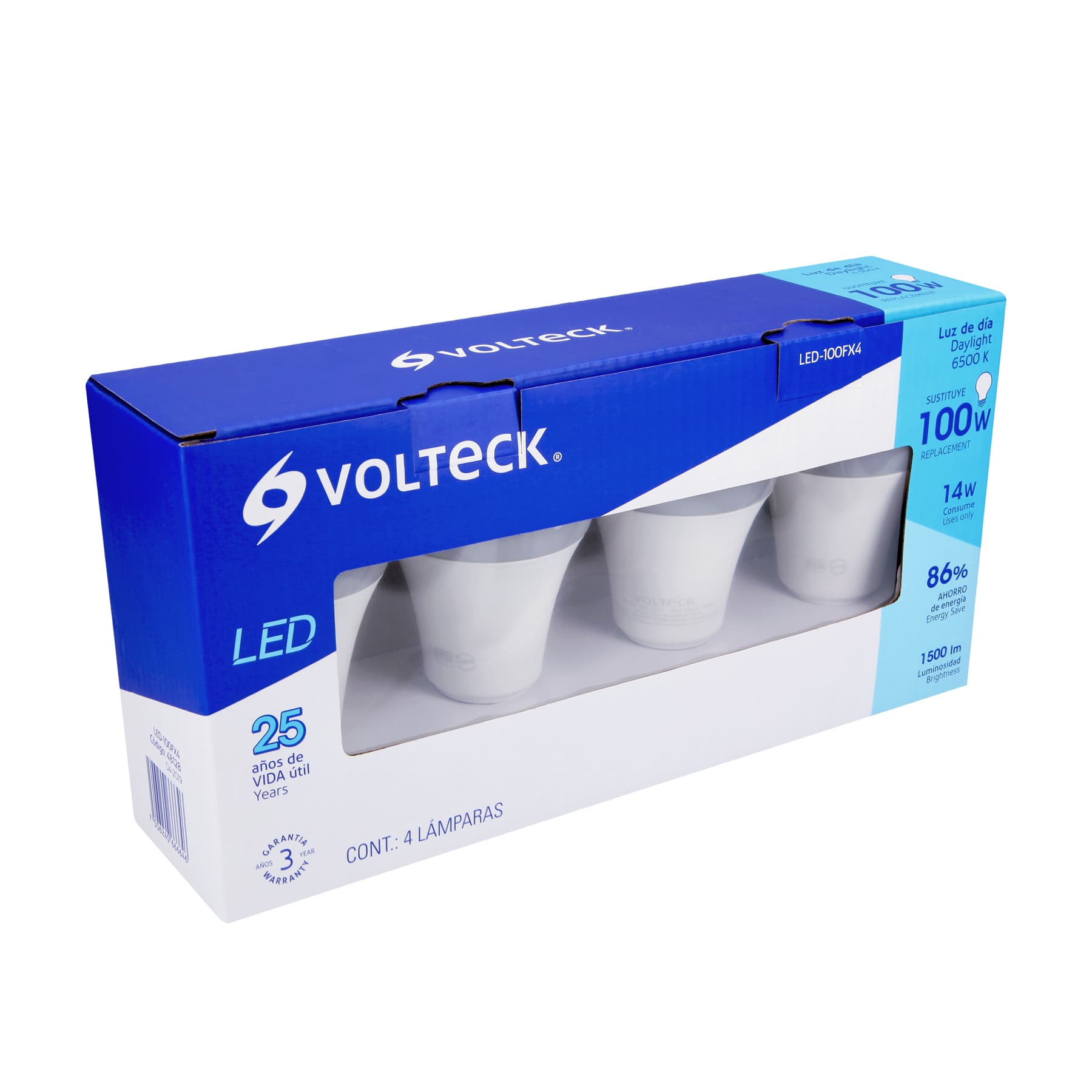 Pack de 4 lámparas LED A19 14 W (equiv. 100 W), luz de día