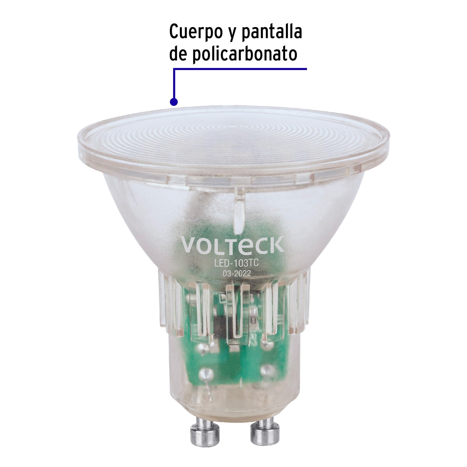 Lámpara transparentes de LED 3 W MR16 base GU10 luz cálida, blíster