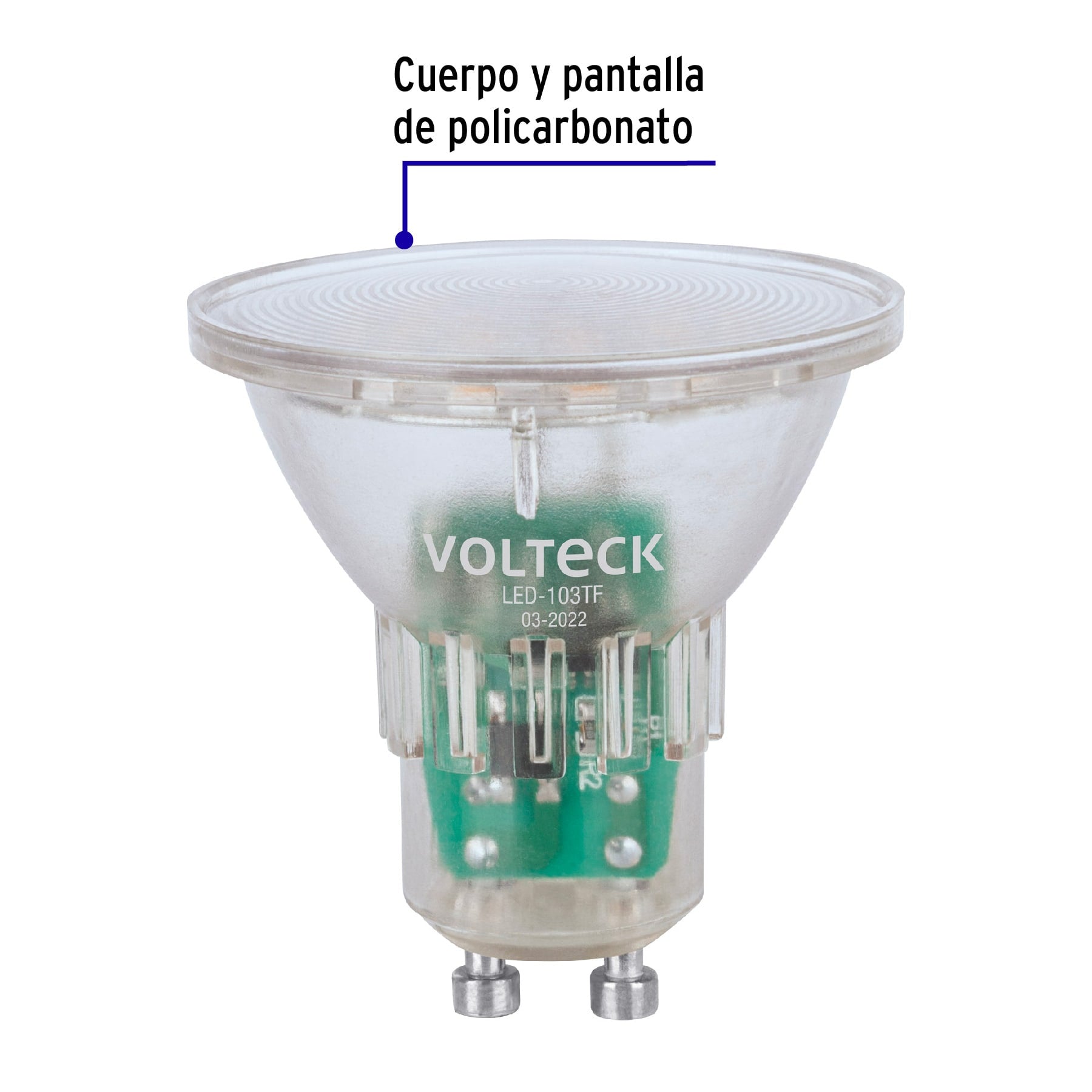 Lámpara transparentes de LED 3 W MR16 base GU10 luz de día, blíster