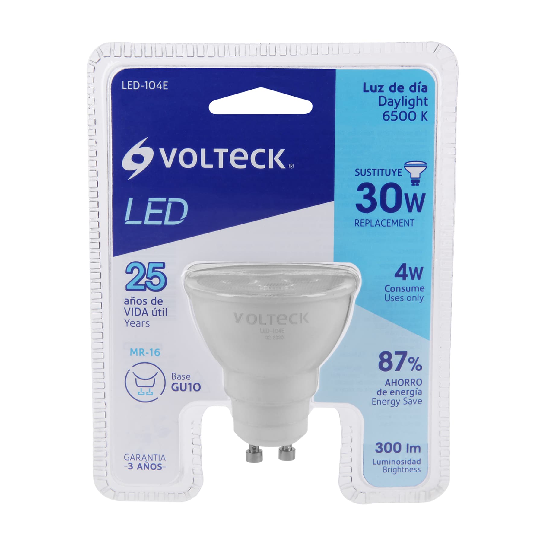 Lámpara de LED 4 W tipo MR 16 base GU10 luz de día, blíster
