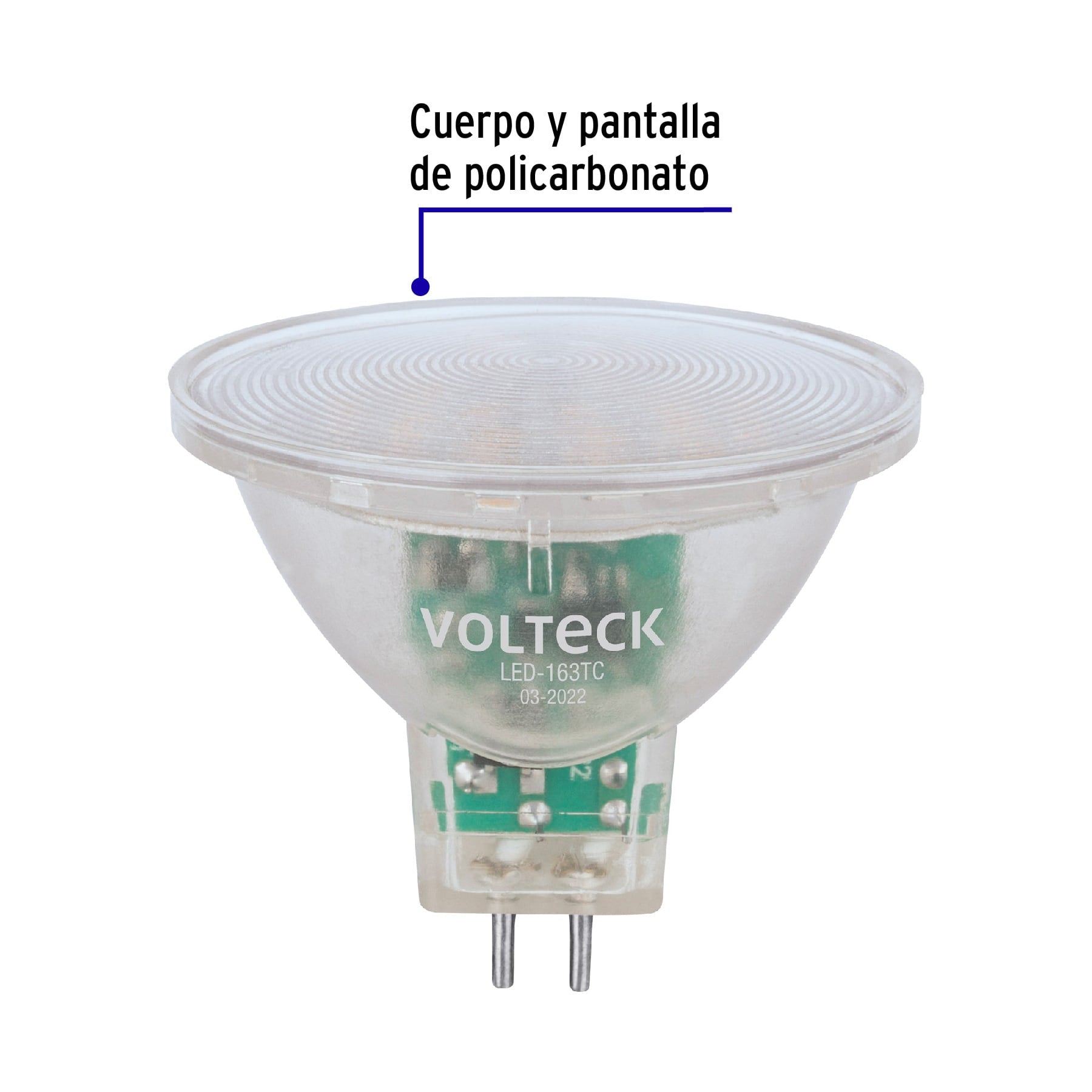 Lámpara transparentes de LED 3W MR16 base GU5.3 luz cálida, blíster