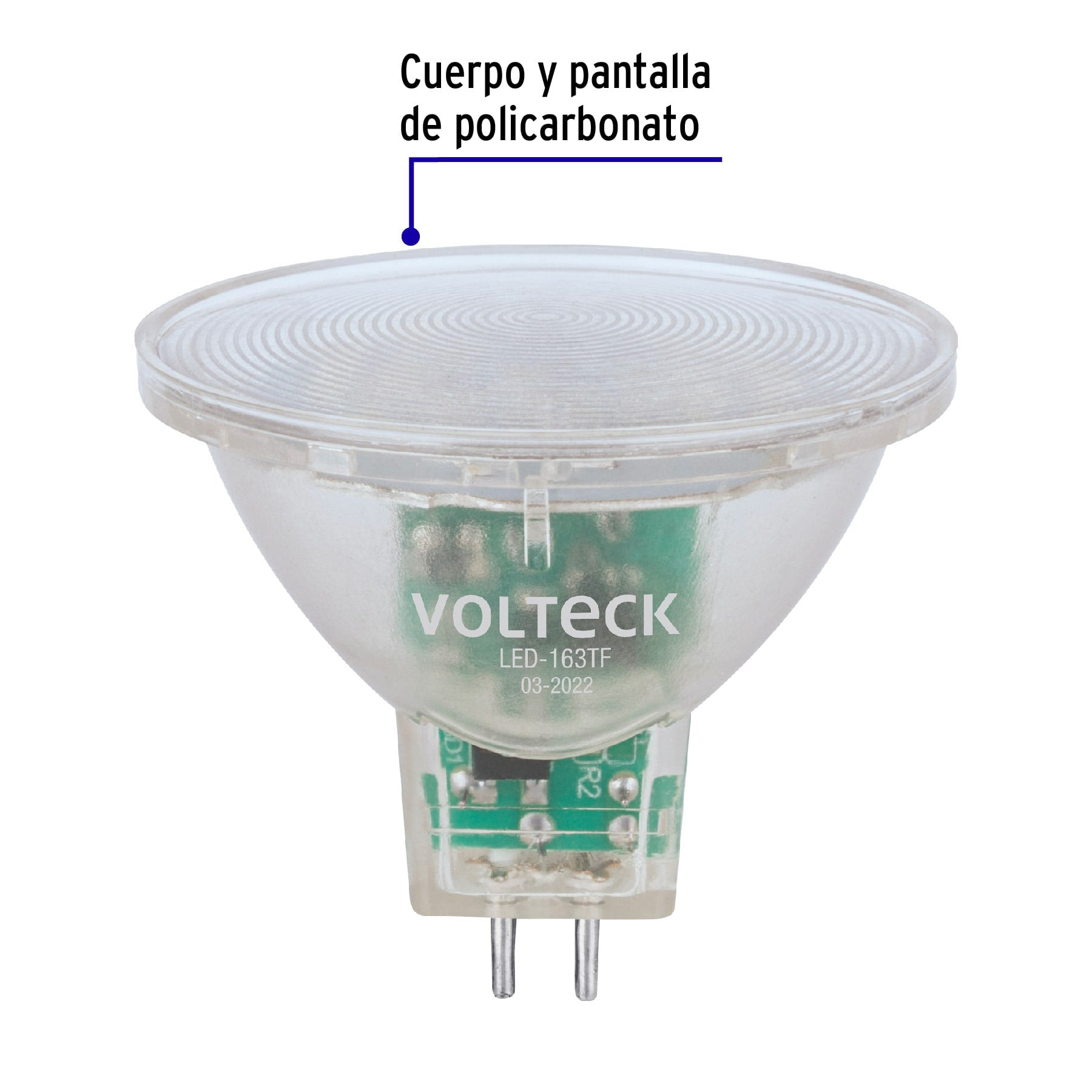 Lámpara transparentes de LED 3W MR16 base GU5.3 luz de día, blíster
