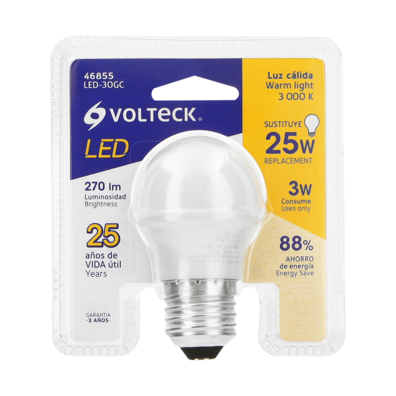 Lámpara LED G45 3 W (equiv. 25 W),  luz cálida,  blíster