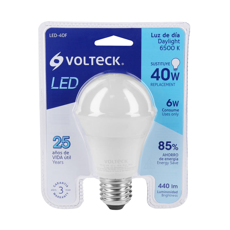 Lámpara LED A19 6 W (equiv. 40 W),  luz de día,  blíster