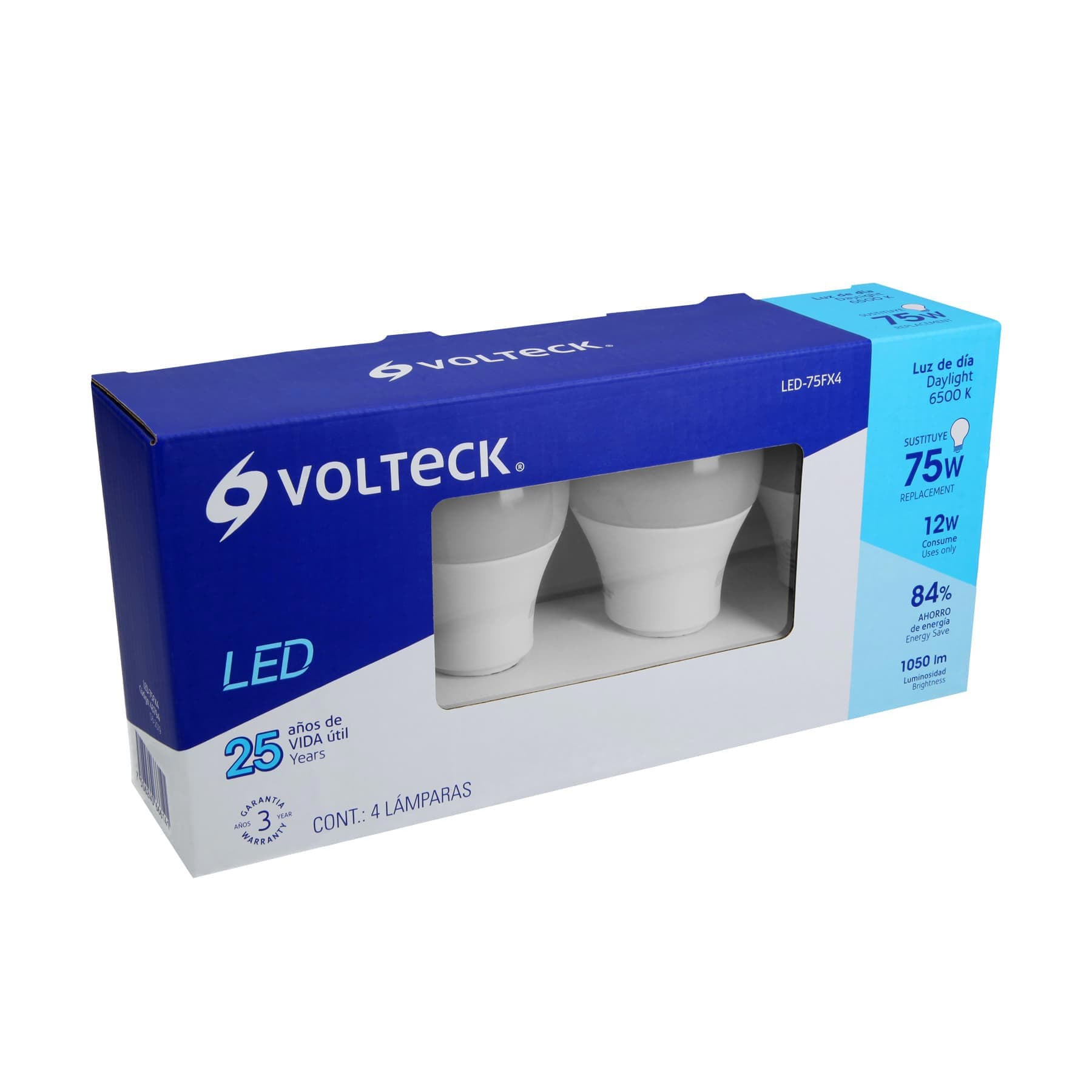 Pack de 4 lámparas LED A19 12 W (equiv. 75 W), luz de día
