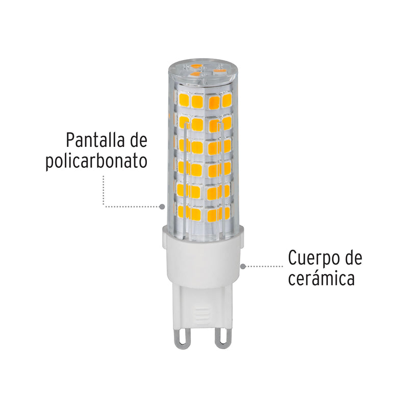 Lámpara de LED tipo cápsula 4 W base G9 luz cálida,  blíster