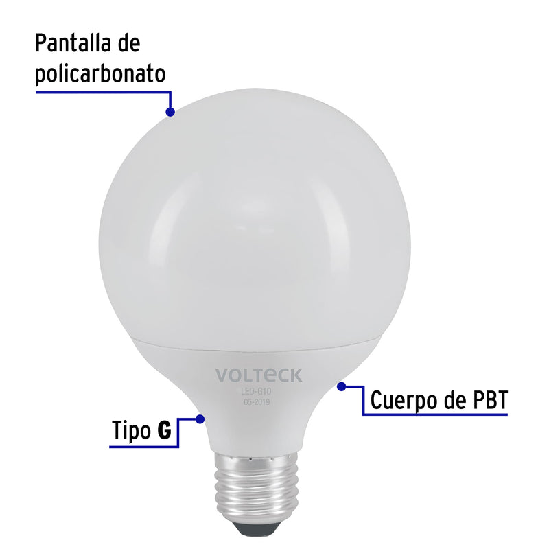 Lámpara de LED tipo globo 8 W luz de día,  en caja,  Volteck