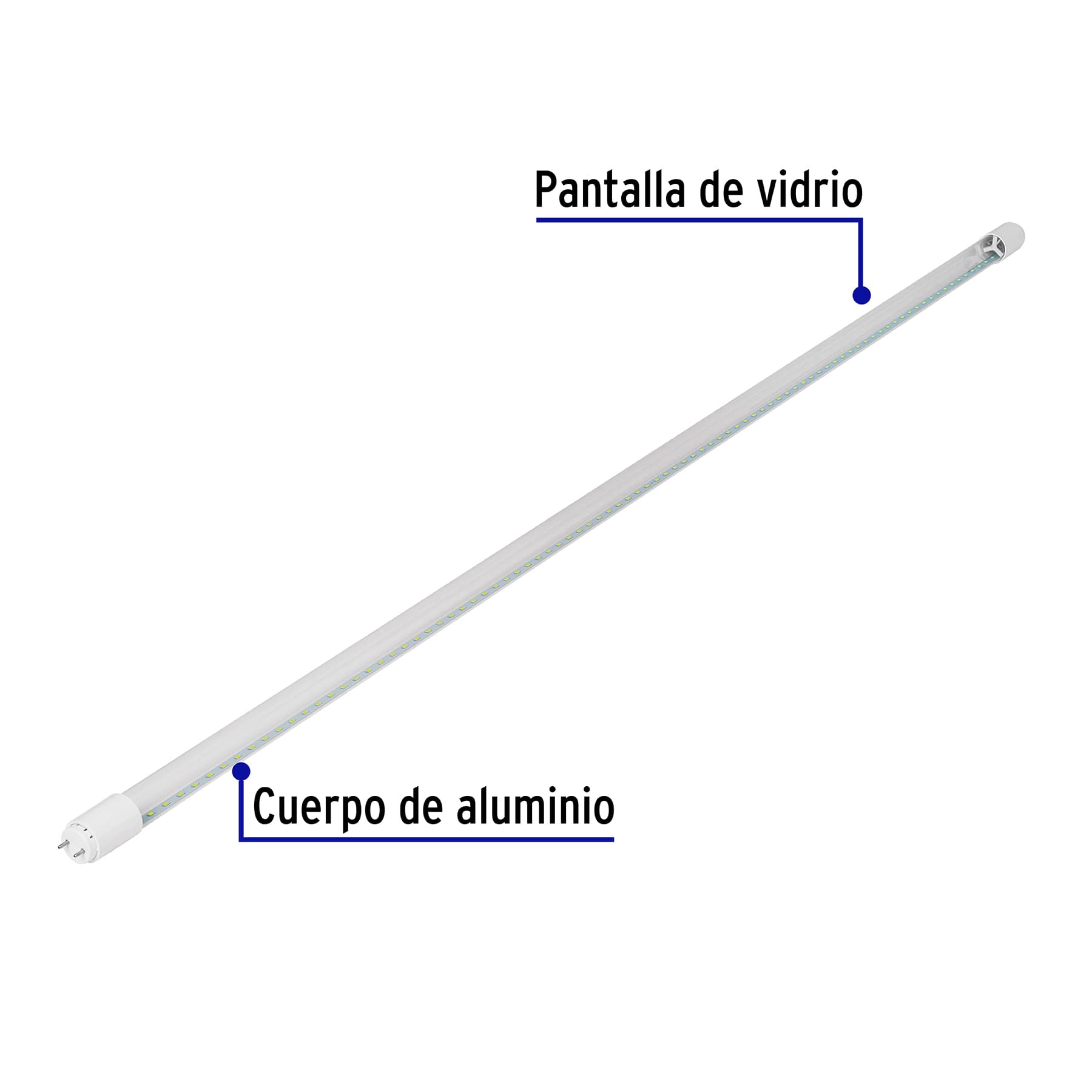 Tubo de LED T8 18 W base G13 pantalla de vidrio, Basic