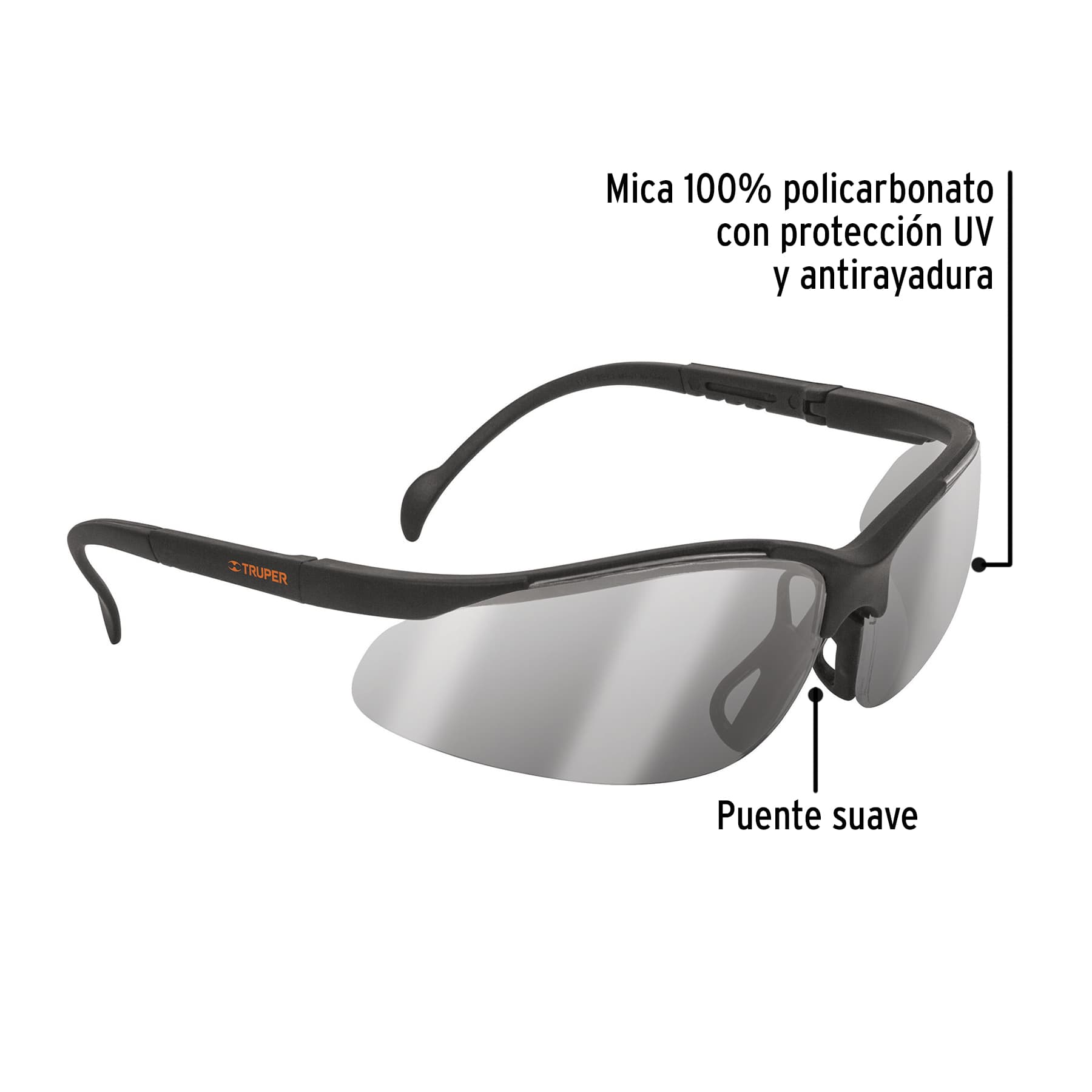Lentes de seguridad espejo plata, Truper Vision