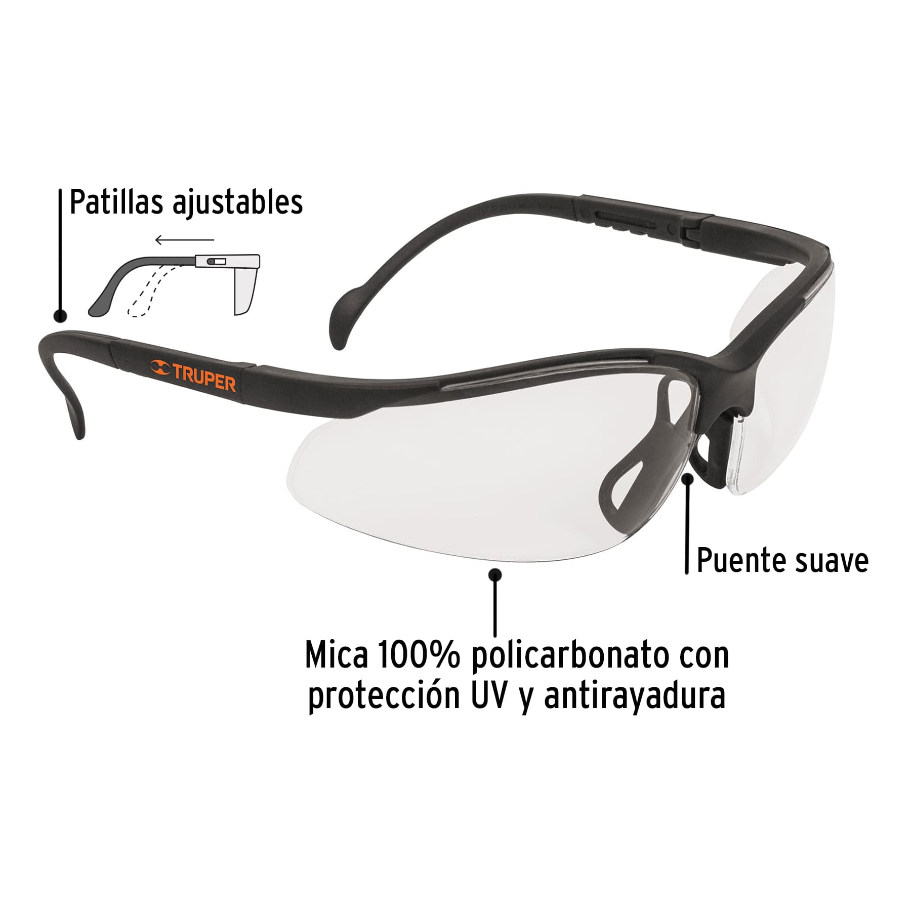 Lentes de seguridad transparentes con antiempaño, Vision