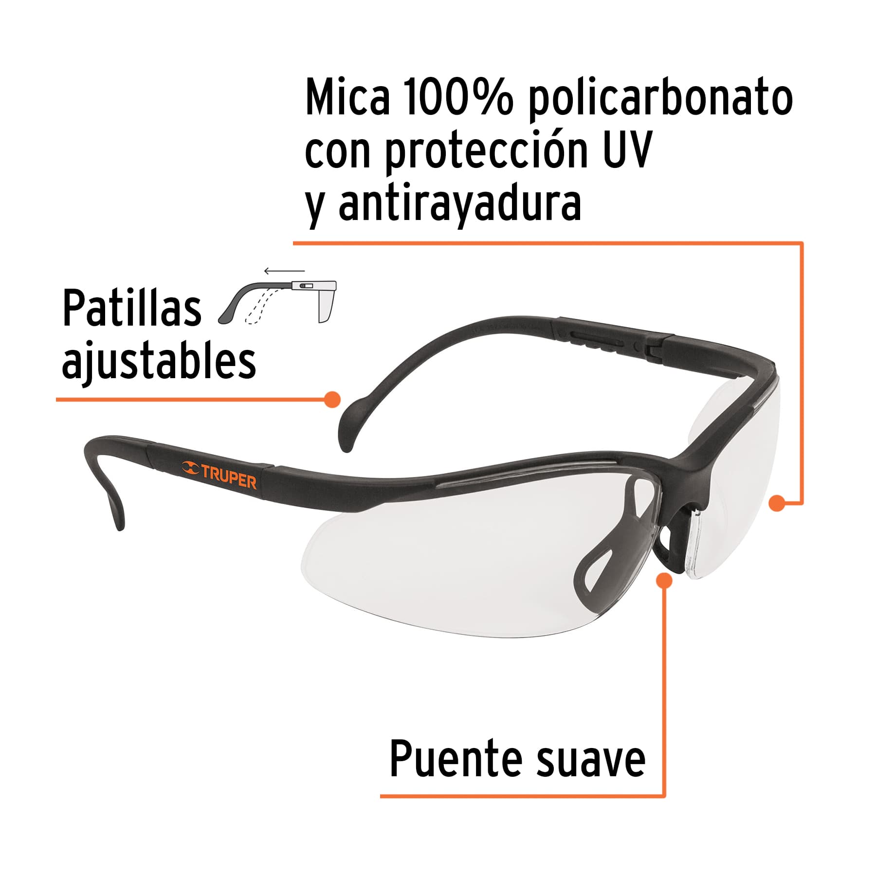Lentes de seguridad transparentes con antiempaño, Vision