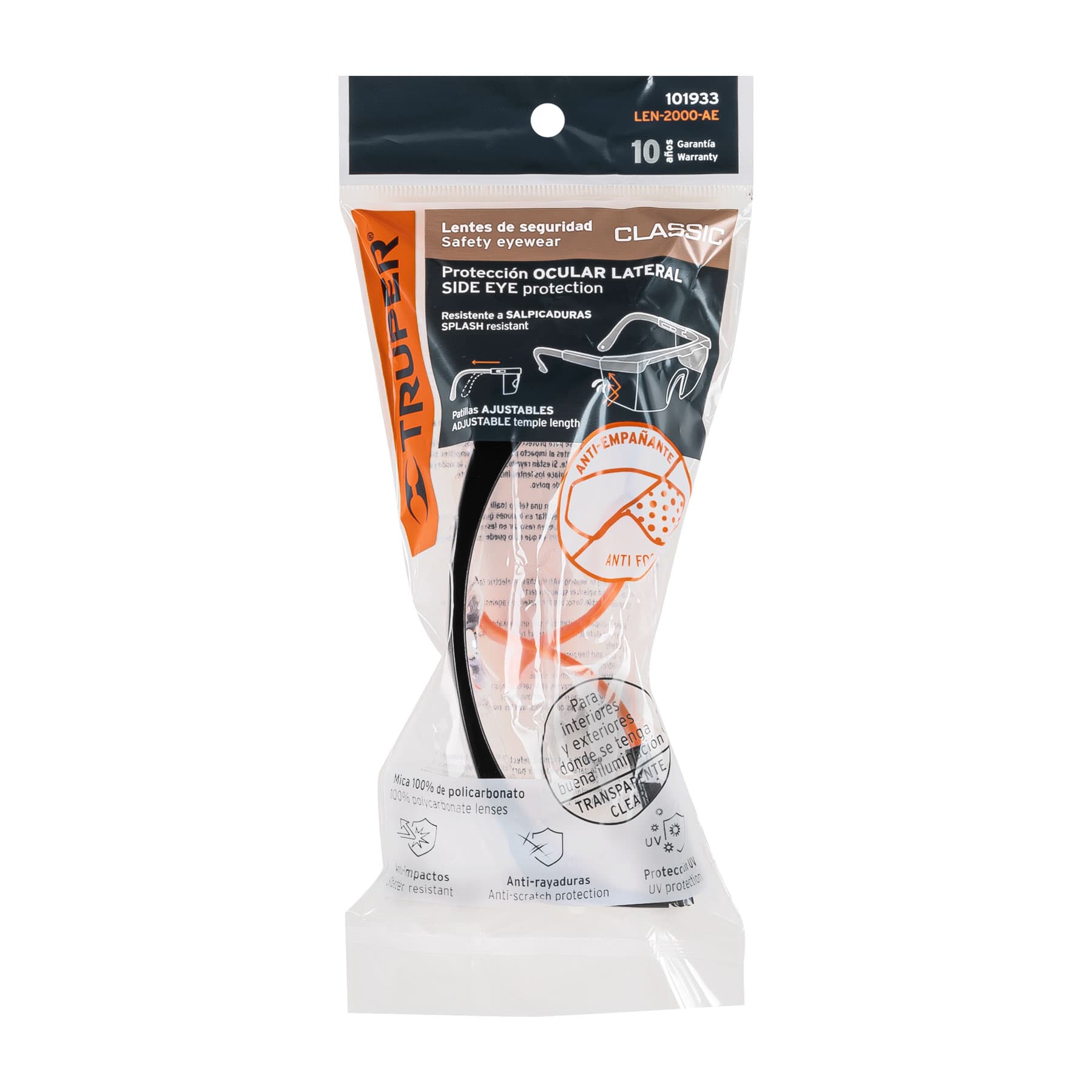 Lentes de seguridad ajustables claros con antiempaño, Classic