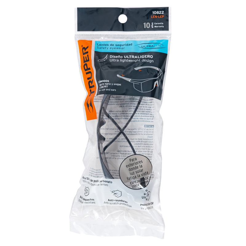 Lentes de seguridad espejo plata,  Truper Ultralite