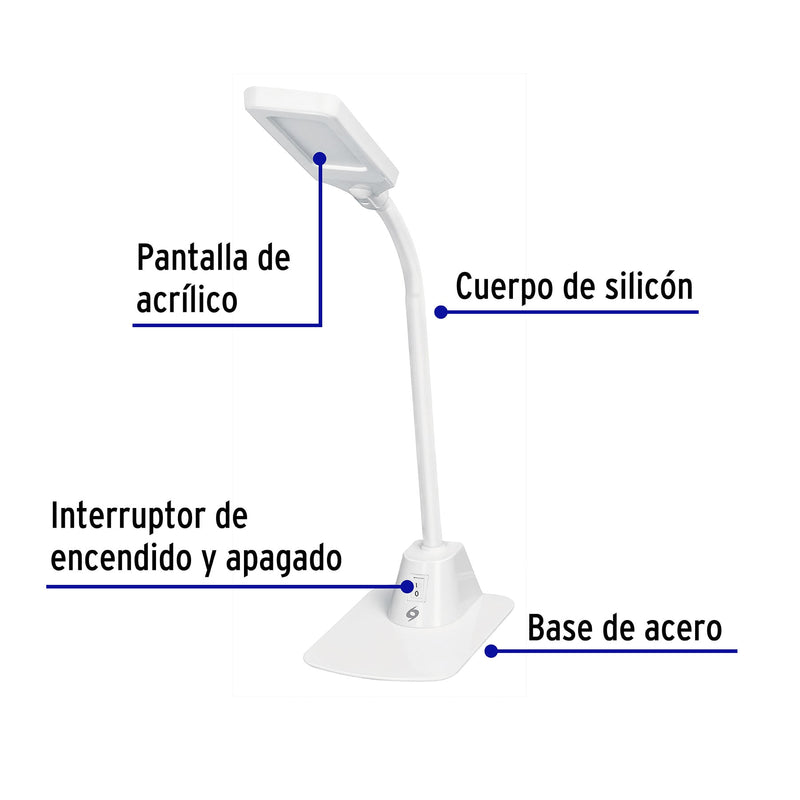 Lámpara de LED 5W cuello flexible para escritorio,  Volteck