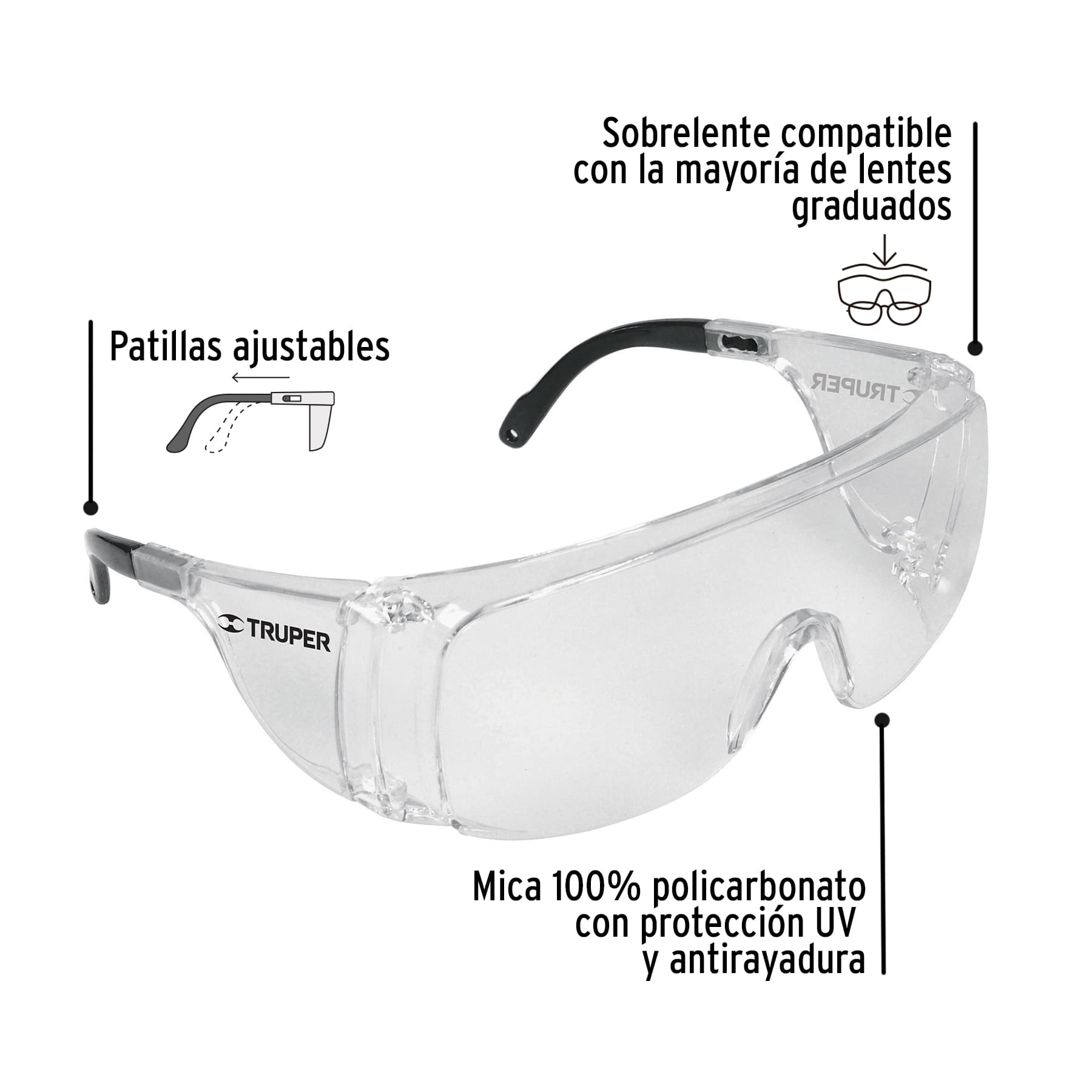 Sobrelentes de seguridad transparentes, Truper Safe