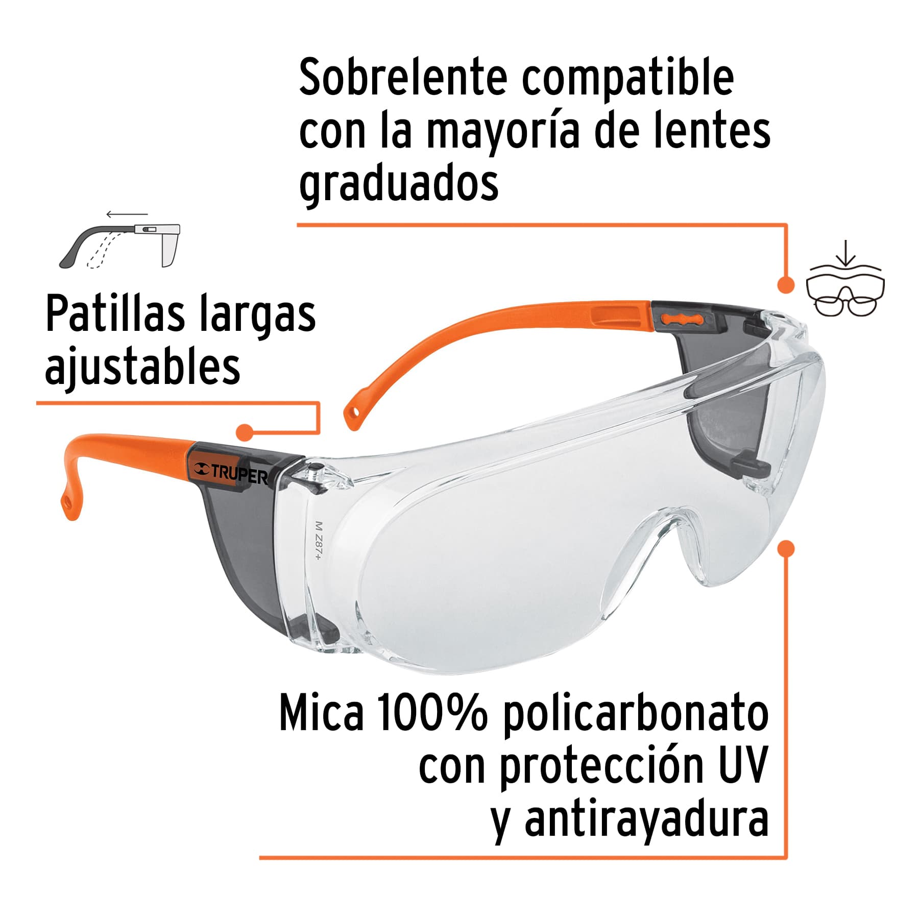 Sobrelente de seguridad claros con antiempaño, Truper Expert