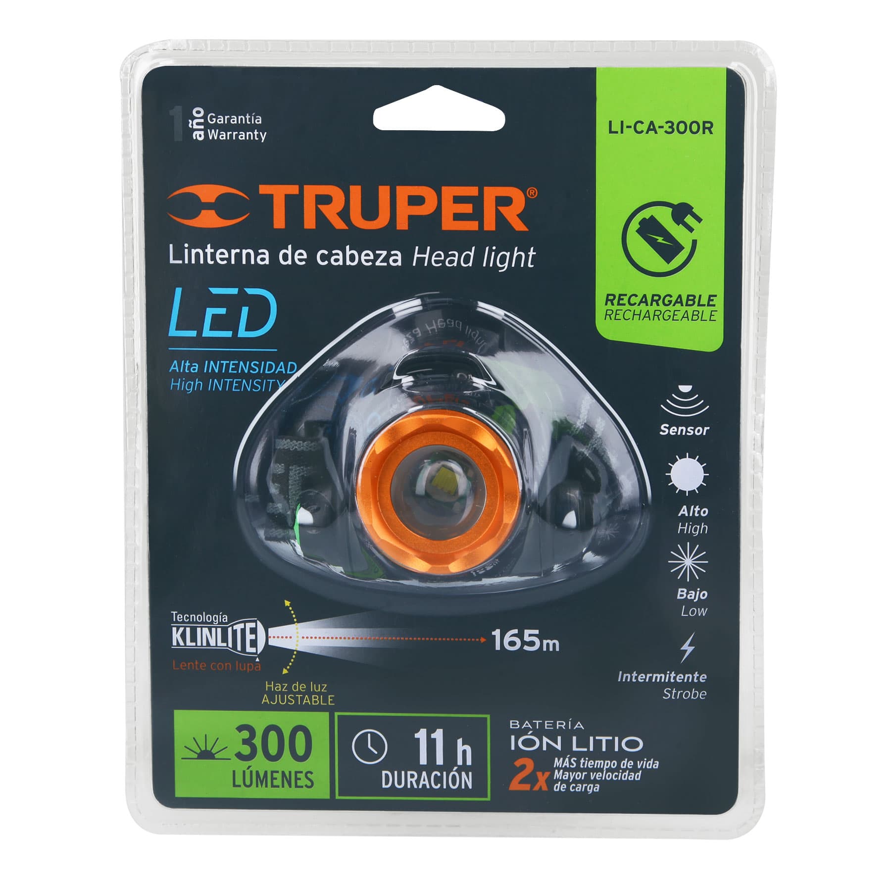 Linterna de minero LED 300 lm, recargable, Truper Expert