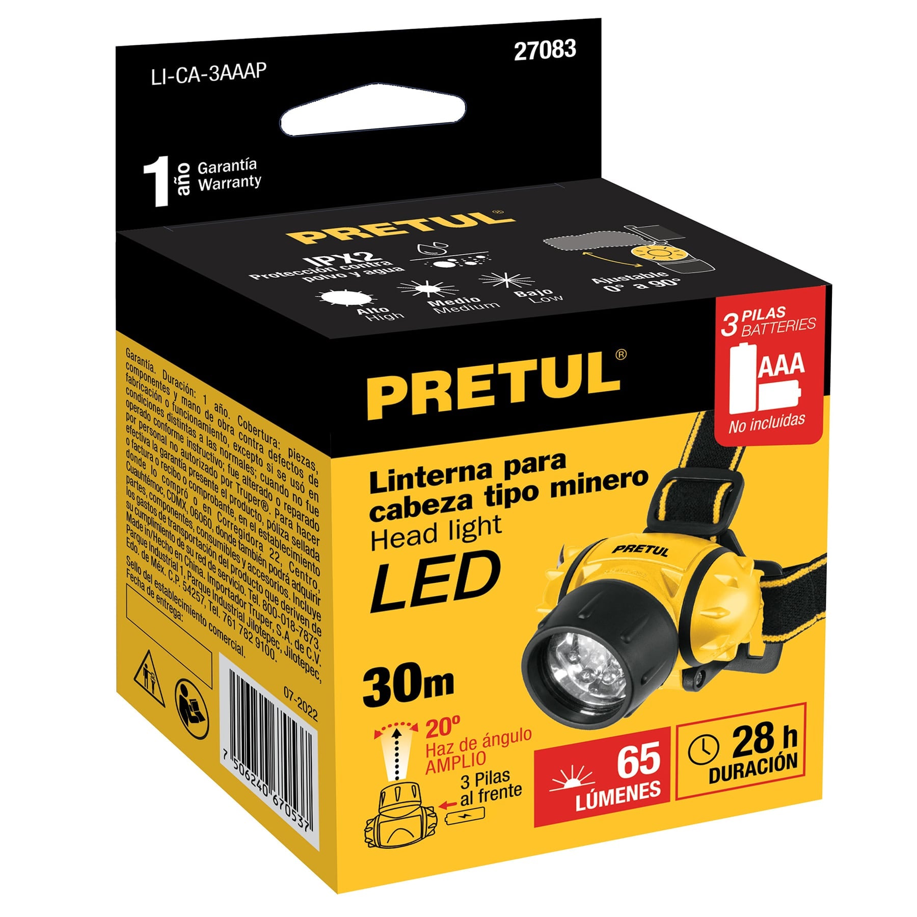 Linterna de minero LED 100 lm de 3 pilas AAA, Pretul