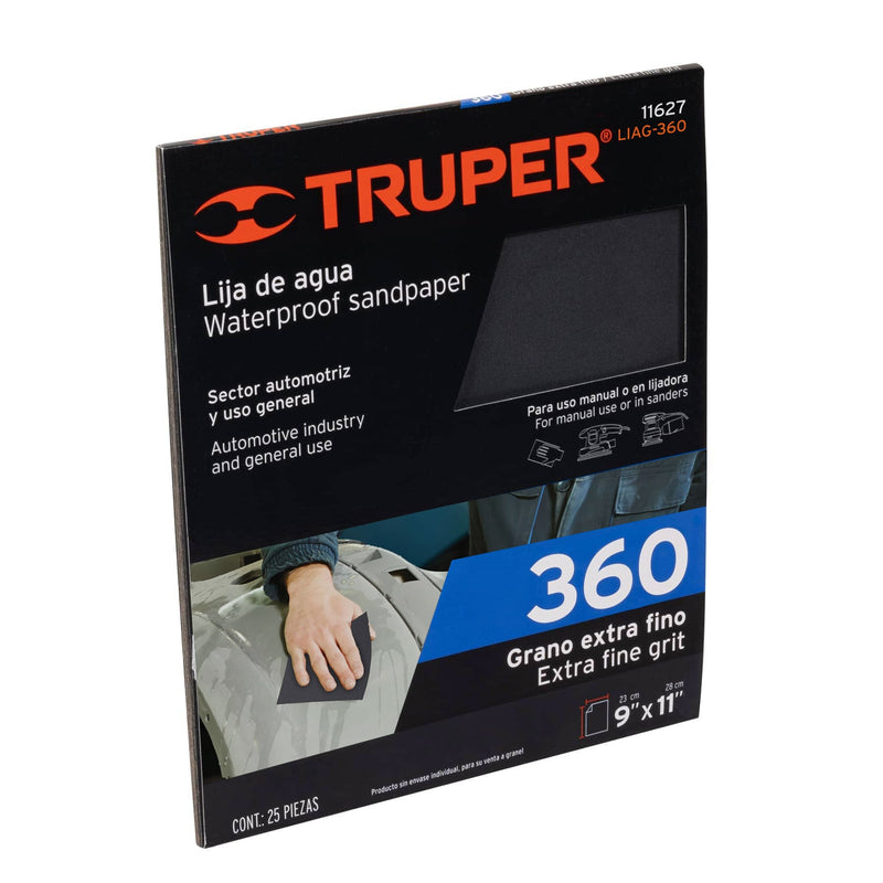 Lija de agua grano 360 de carburo de silicio,  Truper