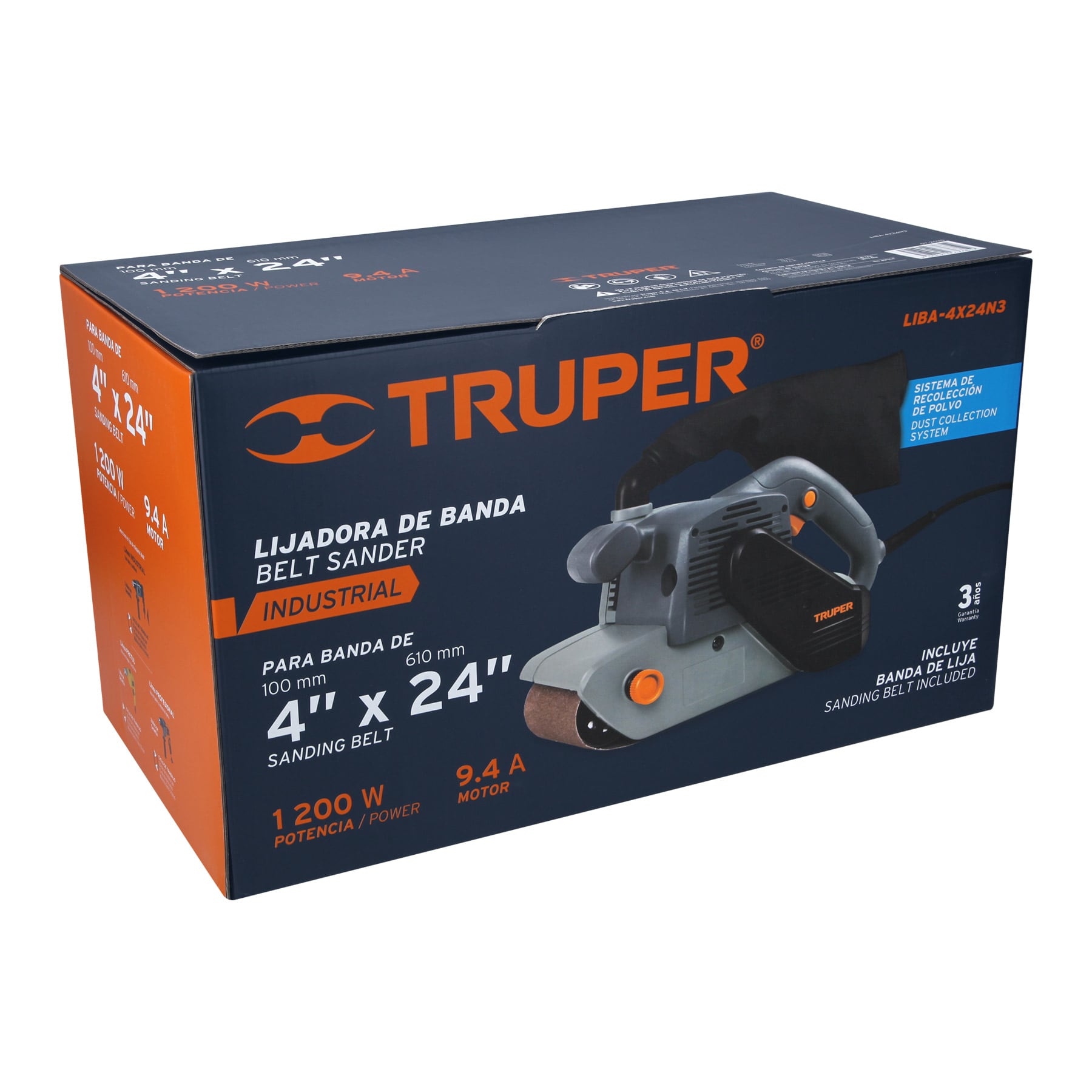 Lijadora de banda 4 x 24", 1200W, Truper industrial