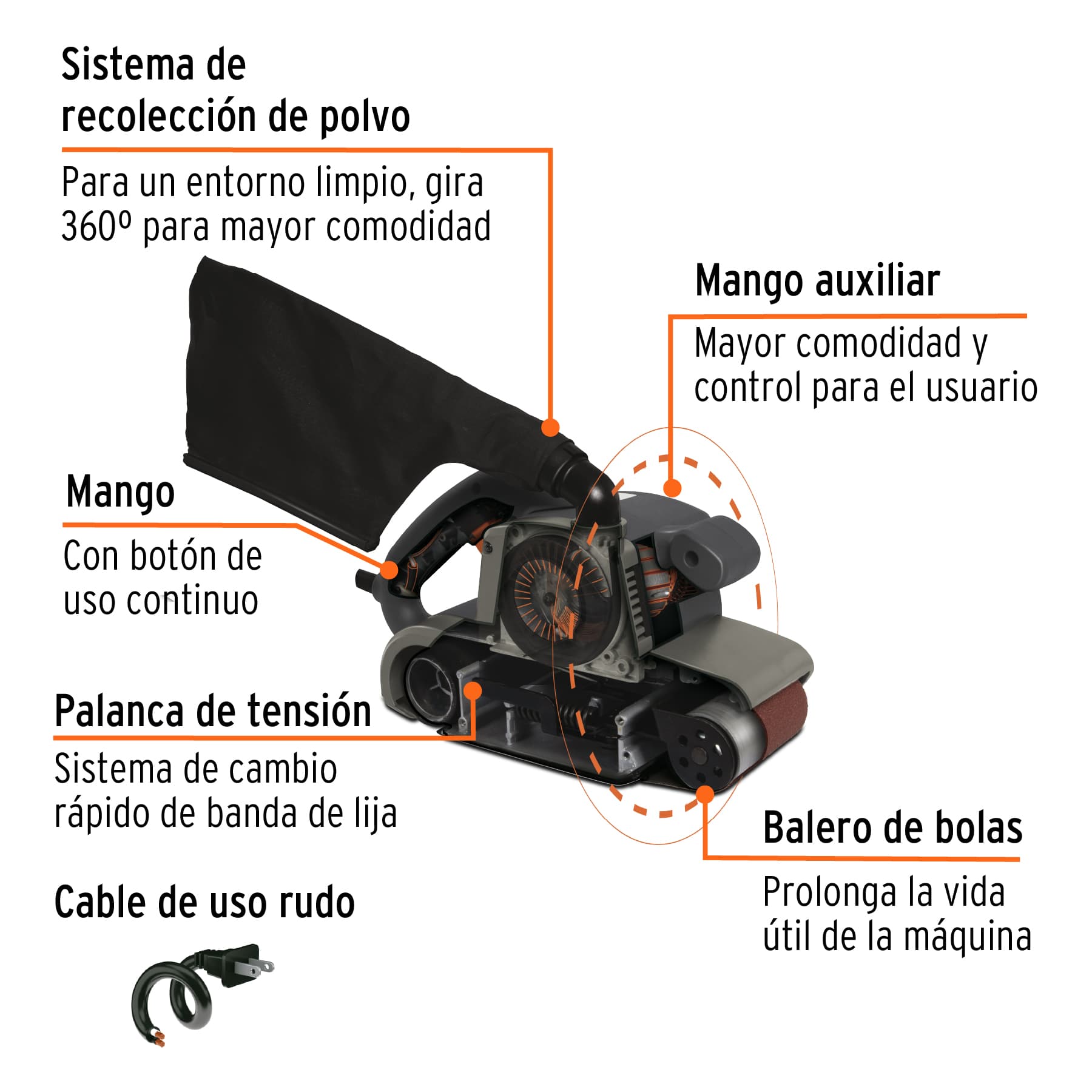 Lijadora de banda 4 x 24", 1200W, Truper industrial