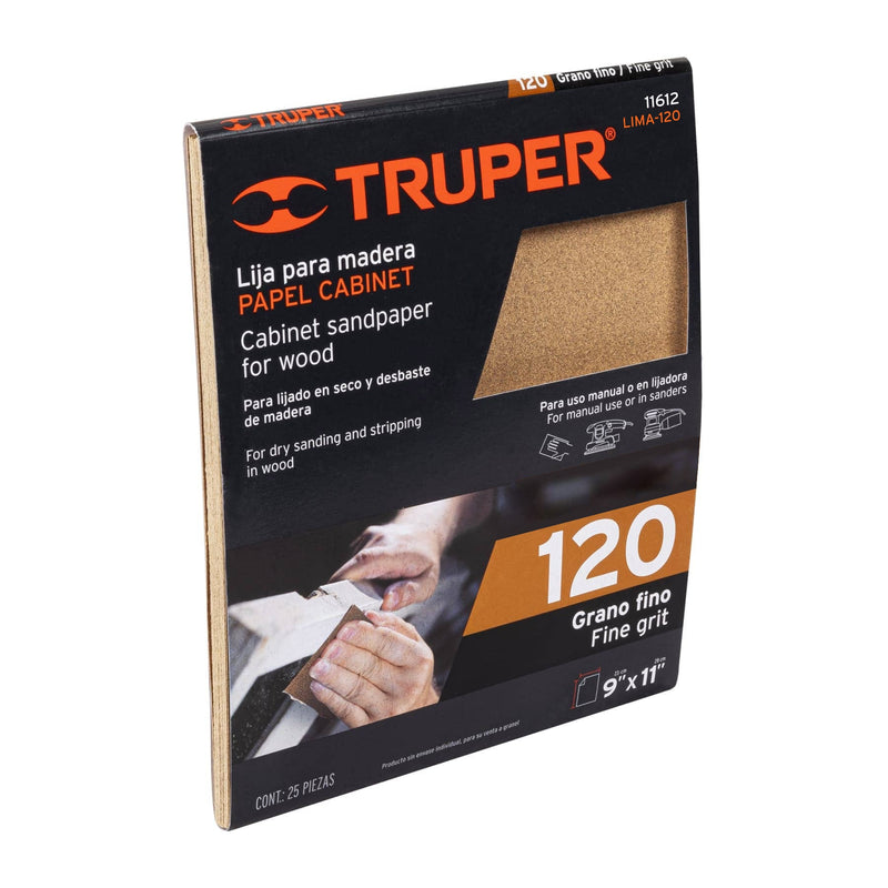 Lija para madera papel cabinet,  grano 120,  Truper