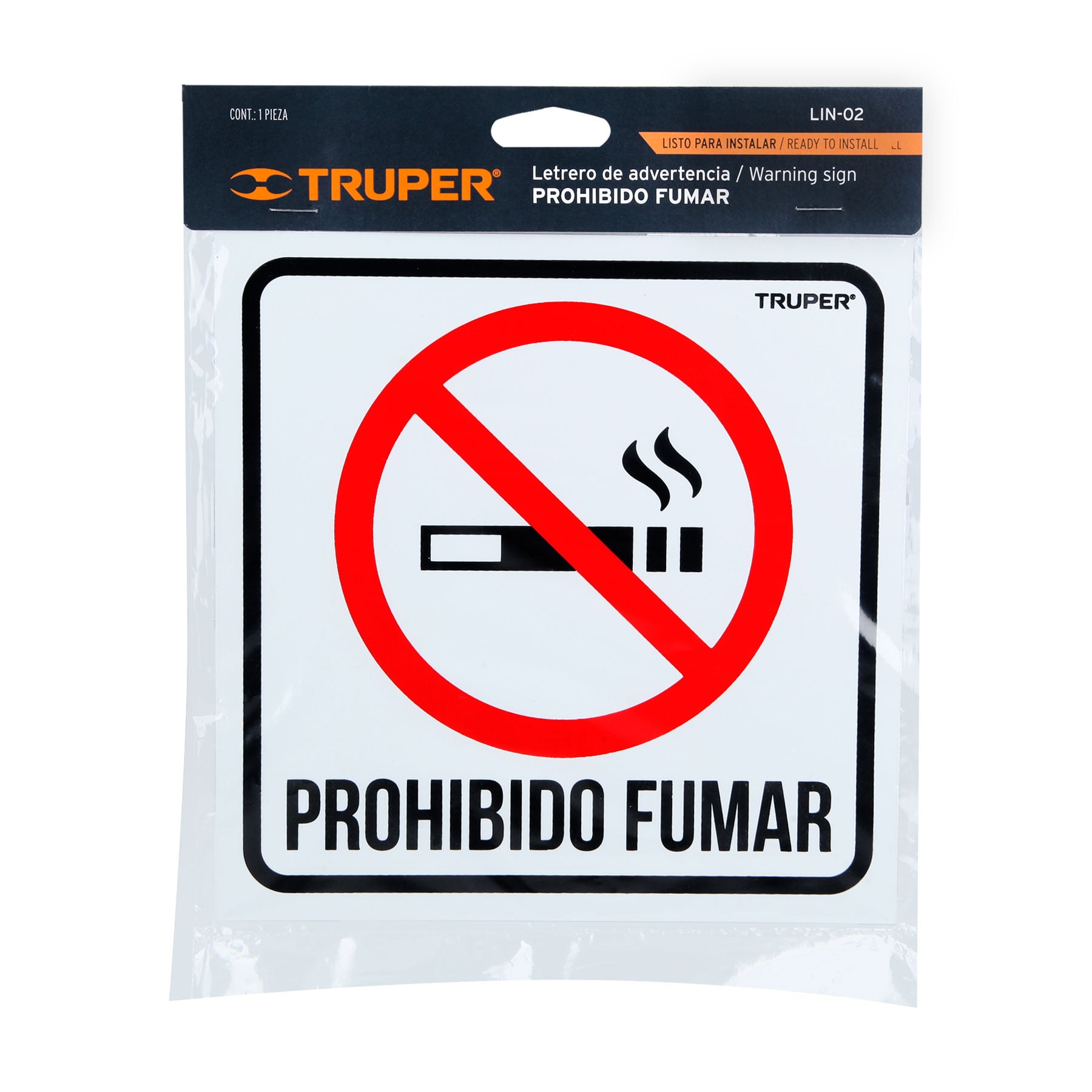Letrero de señalización "NO FUMAR", 19 x 19 cm, Truper