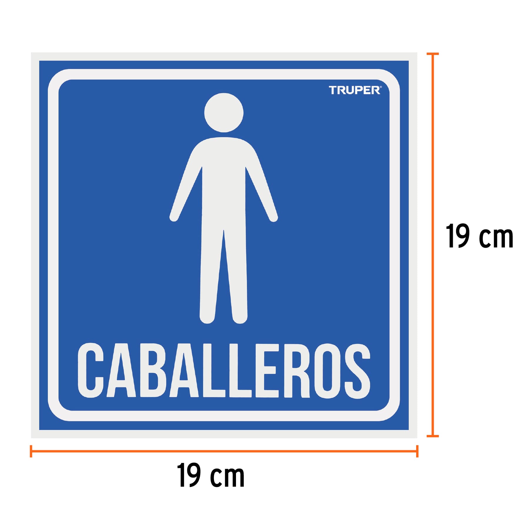 Letrero de señalización "CABALLEROS", 19 x 19 cm, Truper