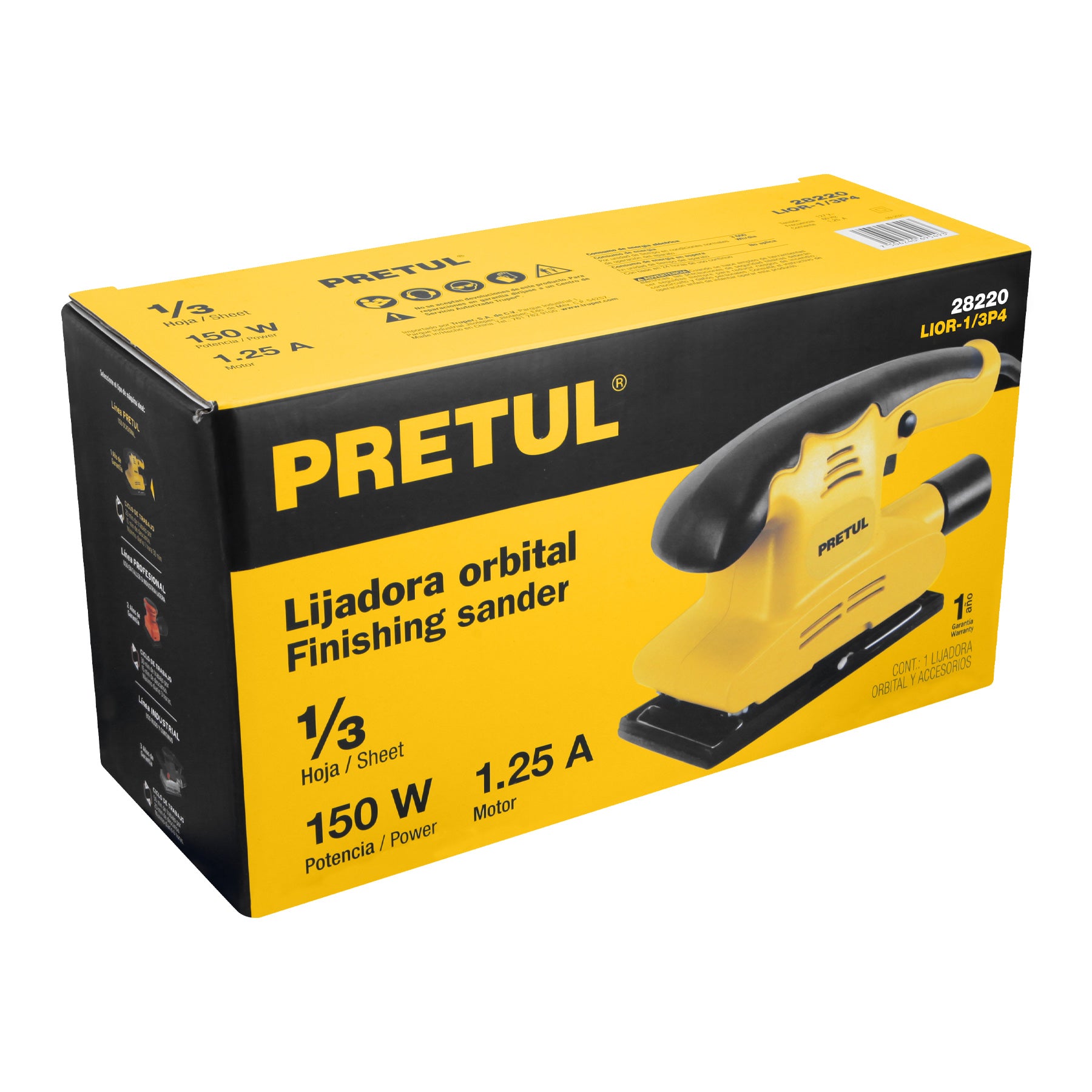 Lijadora orbital 1/3 hoja, 150W, Pretul