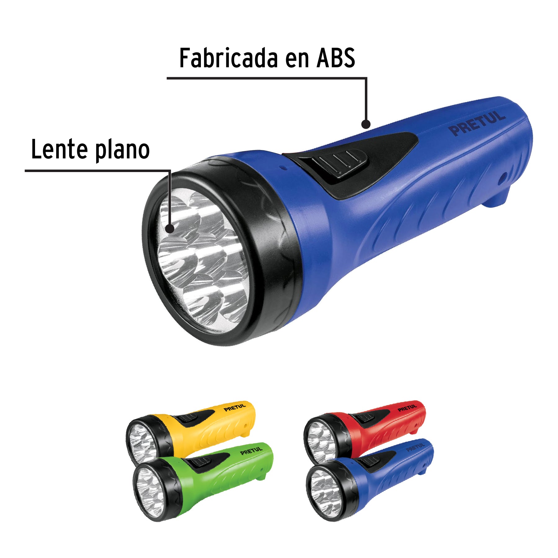 Linterna plástica de LED, 100 lm, recargable a granel Pretul