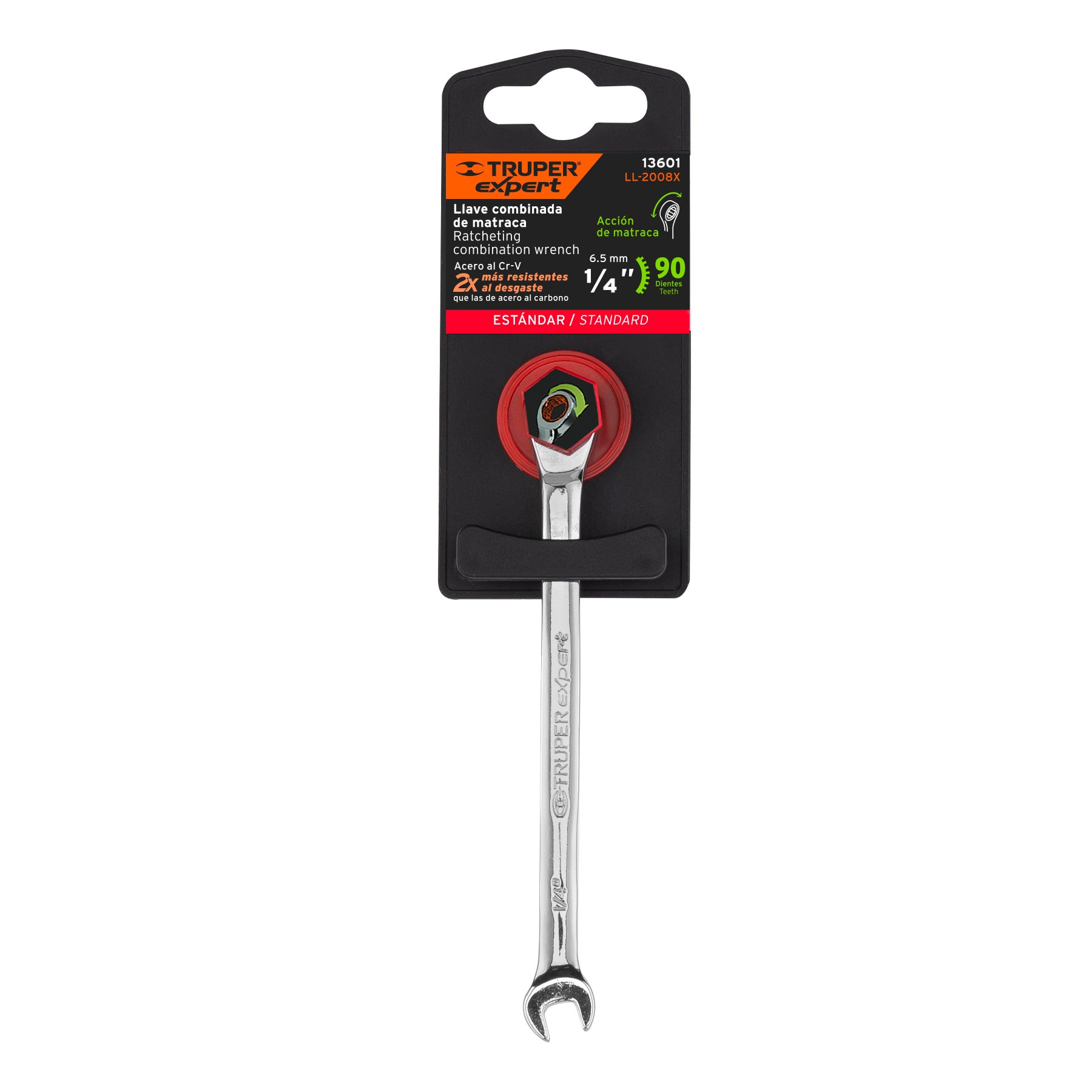 Llave combinada con matraca 1/4" x 120 mm largo, Expert