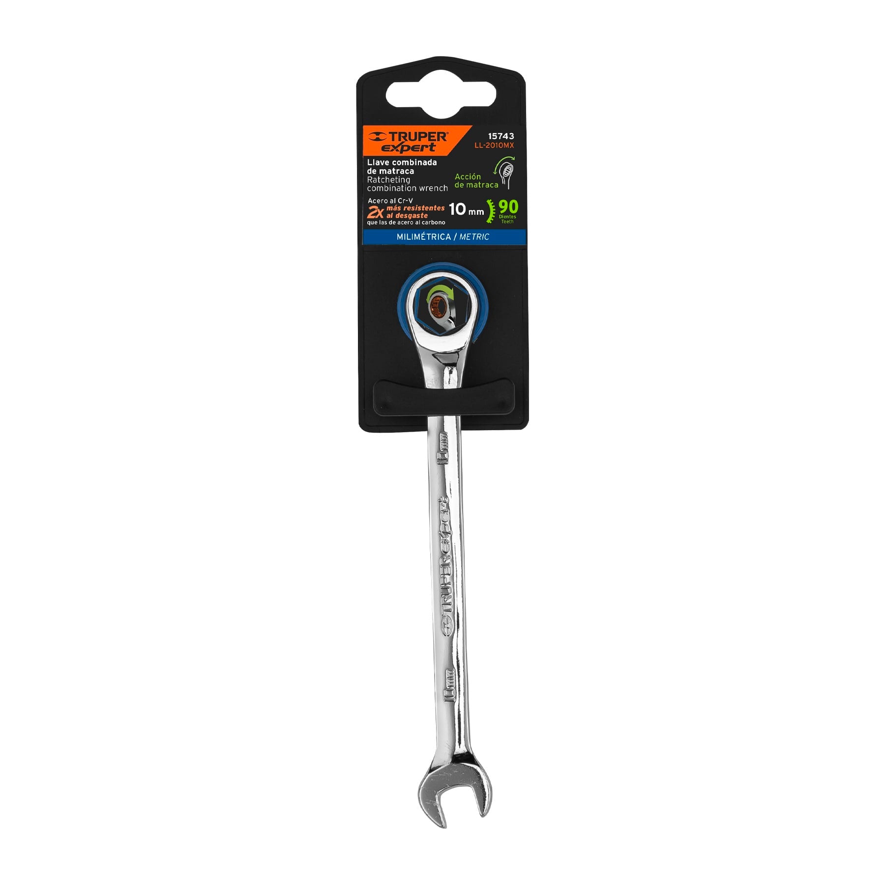 Llave combinada con matraca 10 mm x 154 mm largo, Expert