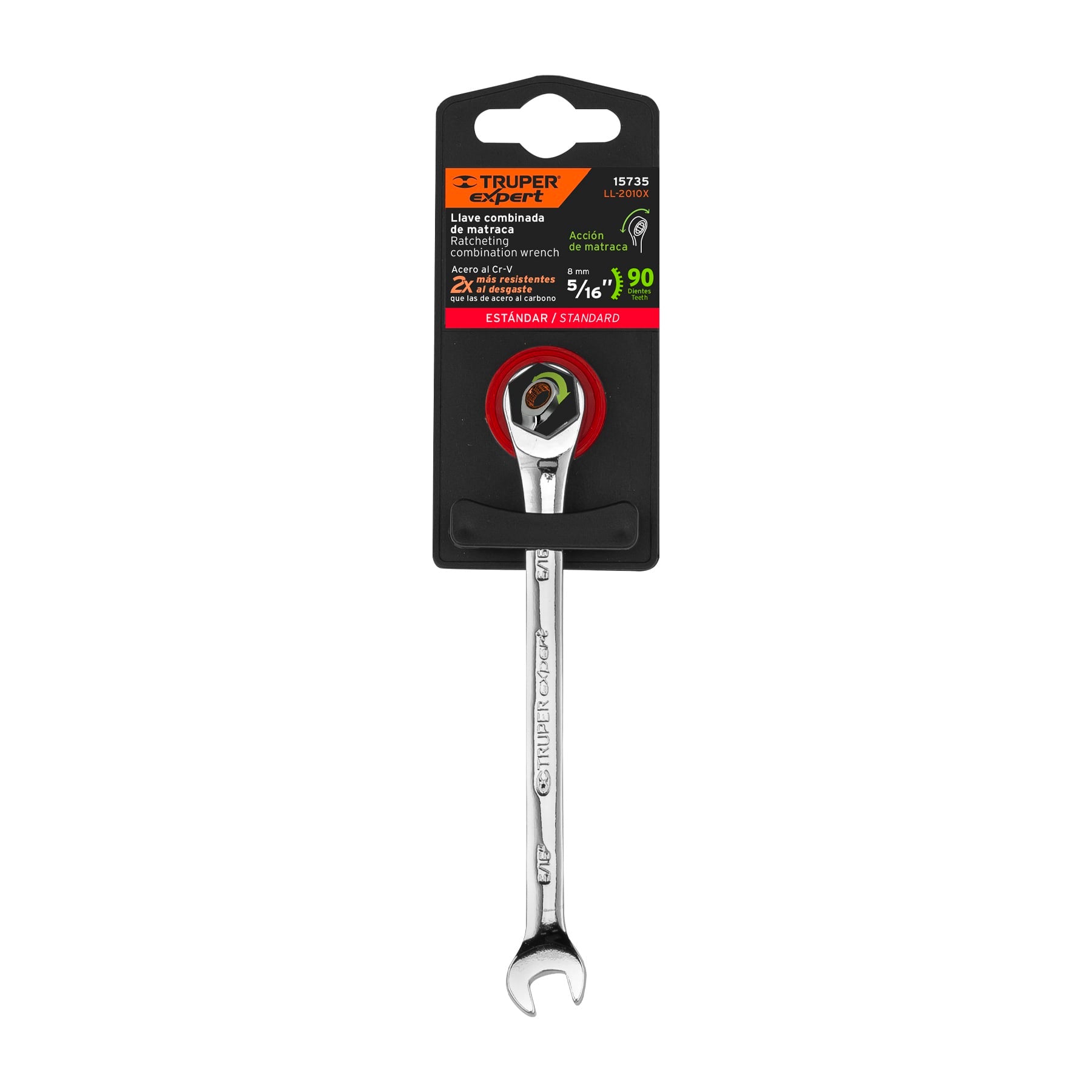 Llave combinada con matraca 5/16" x 135 mm largo, Expert