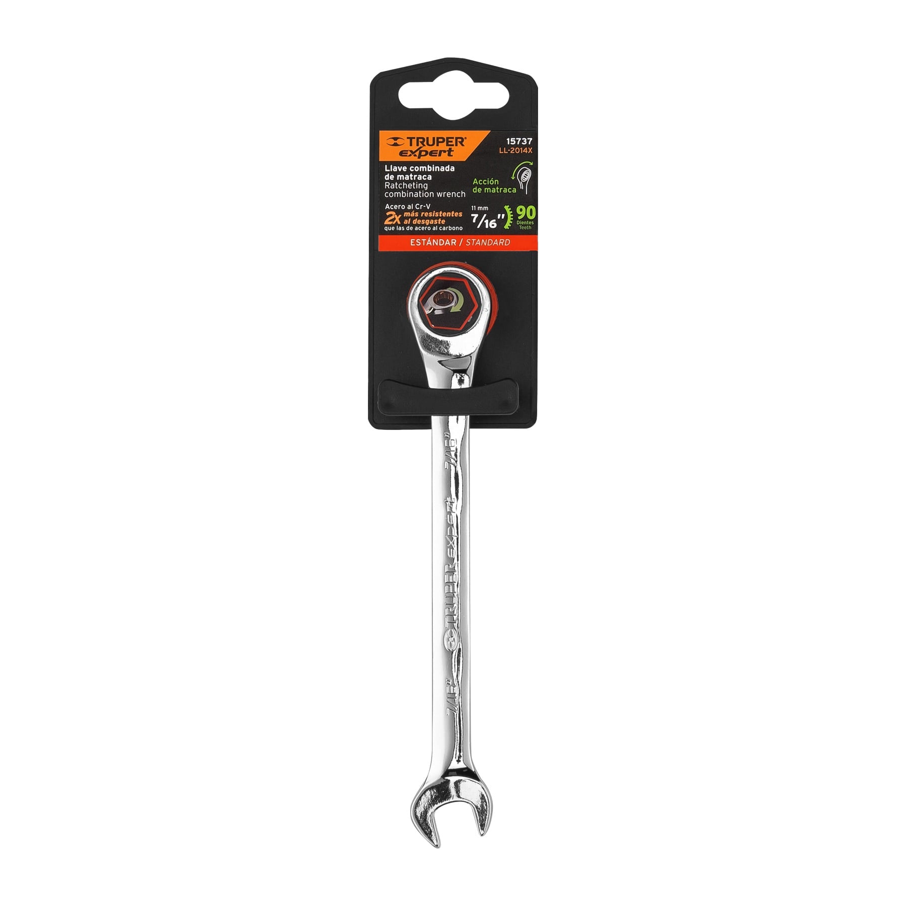 Llave combinada con matraca 7/16" x 160 mm largo, Expert