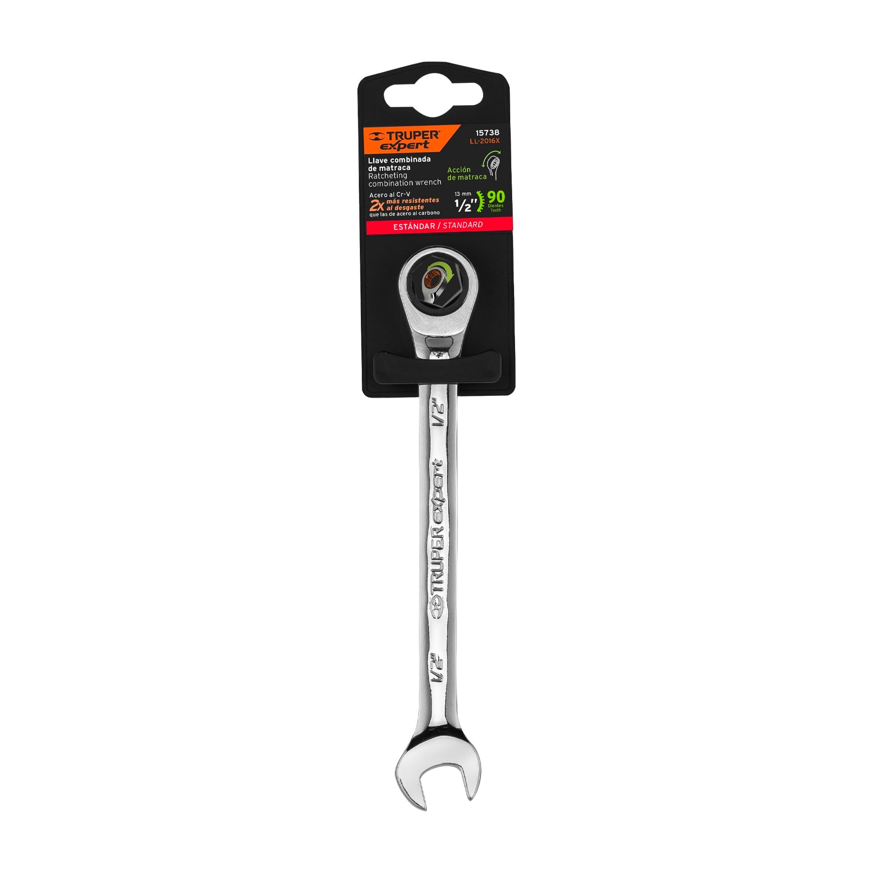 Llave combinada con matraca 1/2" x 173 mm largo, Expert