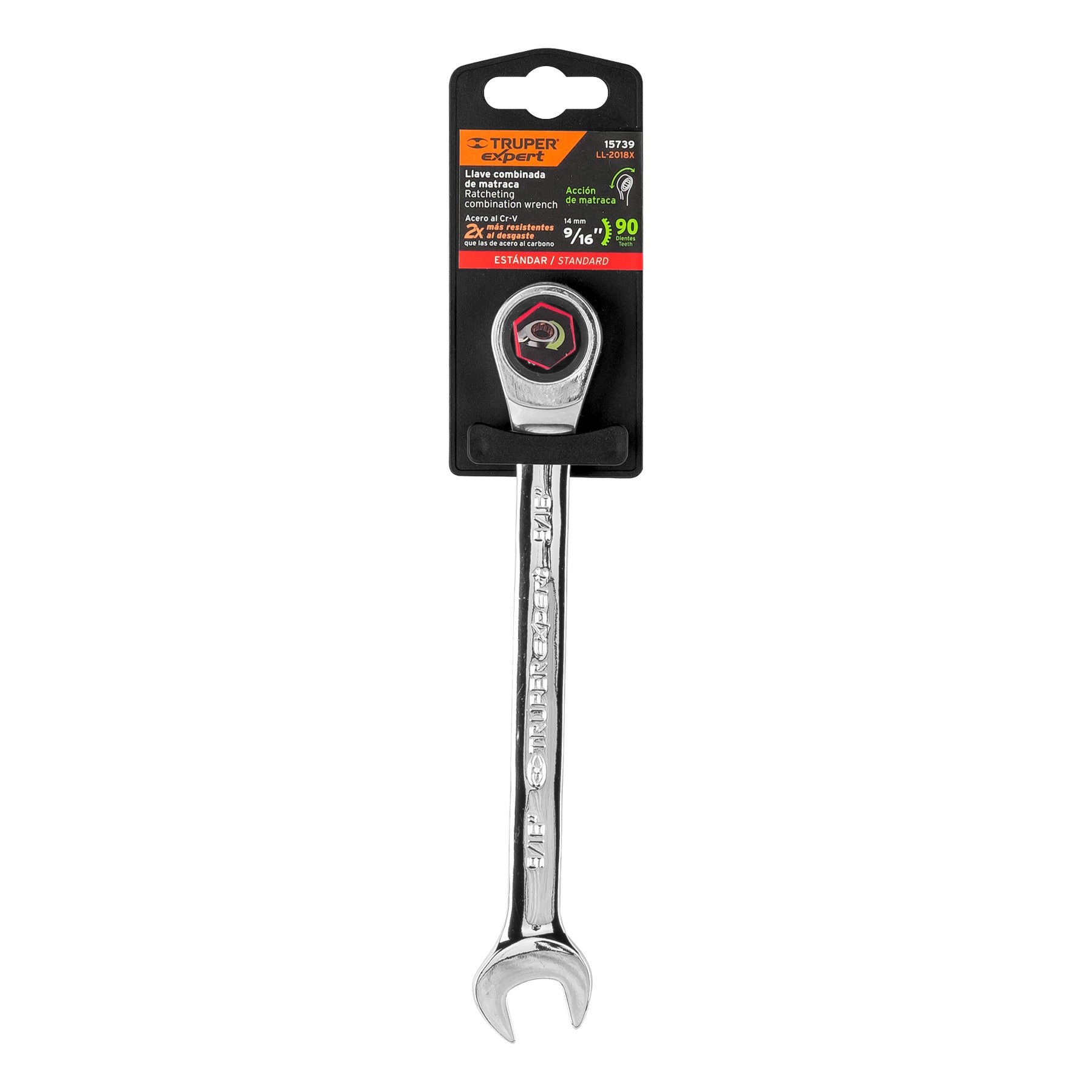 Llave combinada con matraca 9/16" x 185 mm largo, Expert