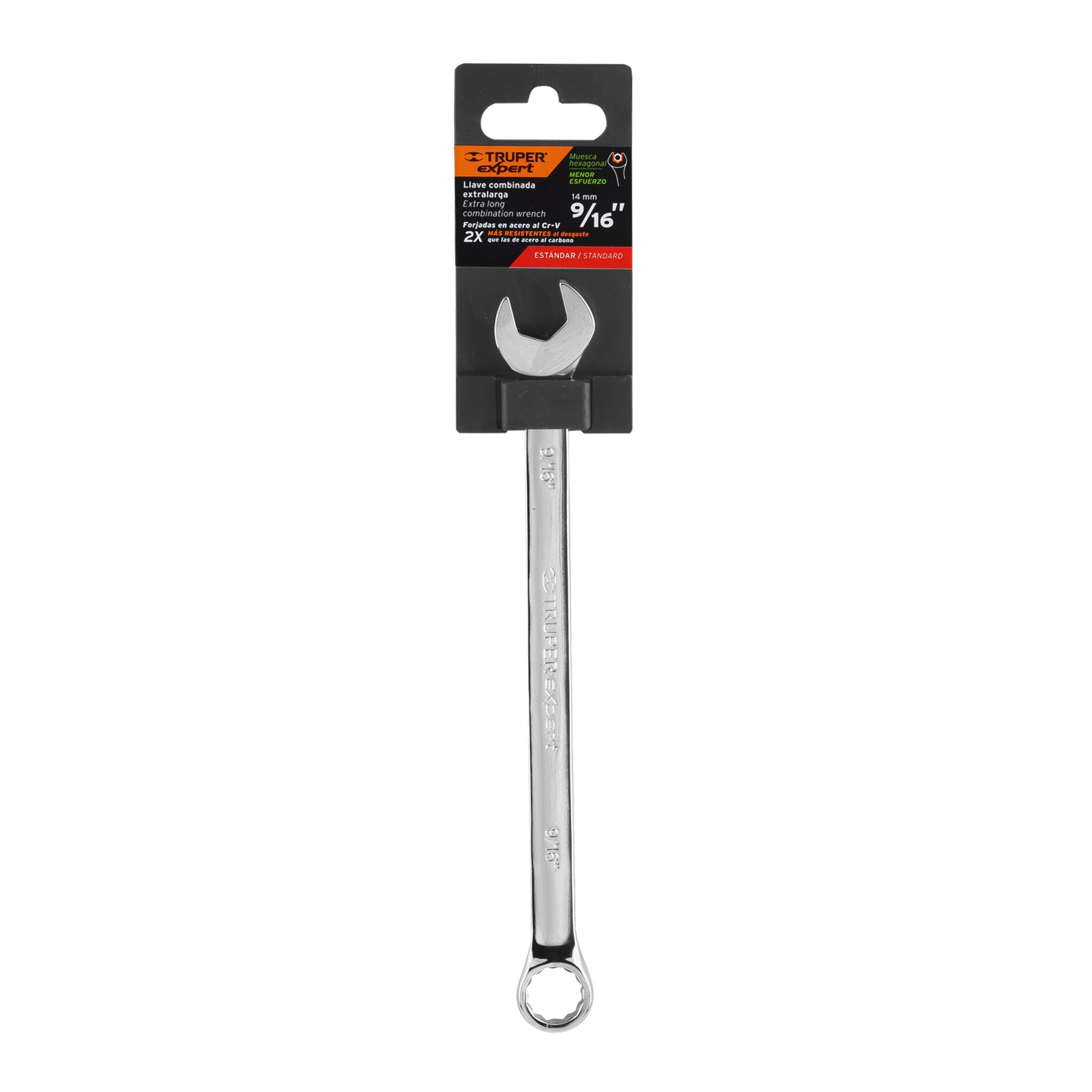 Llave combinada extralarga 9/16" x 220 mm de largo, Expert