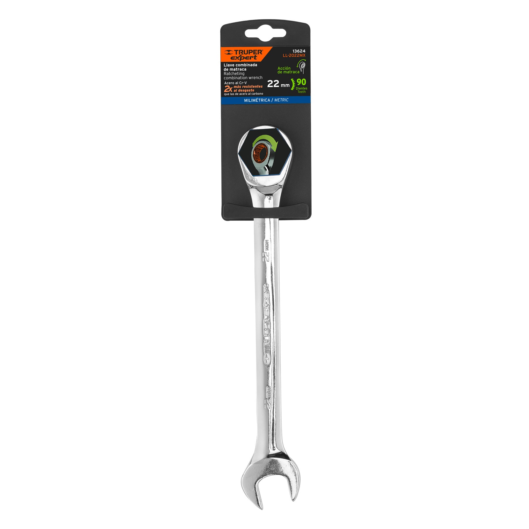 Llave combinada con matraca 22 mm x 279 mm largo, Expert