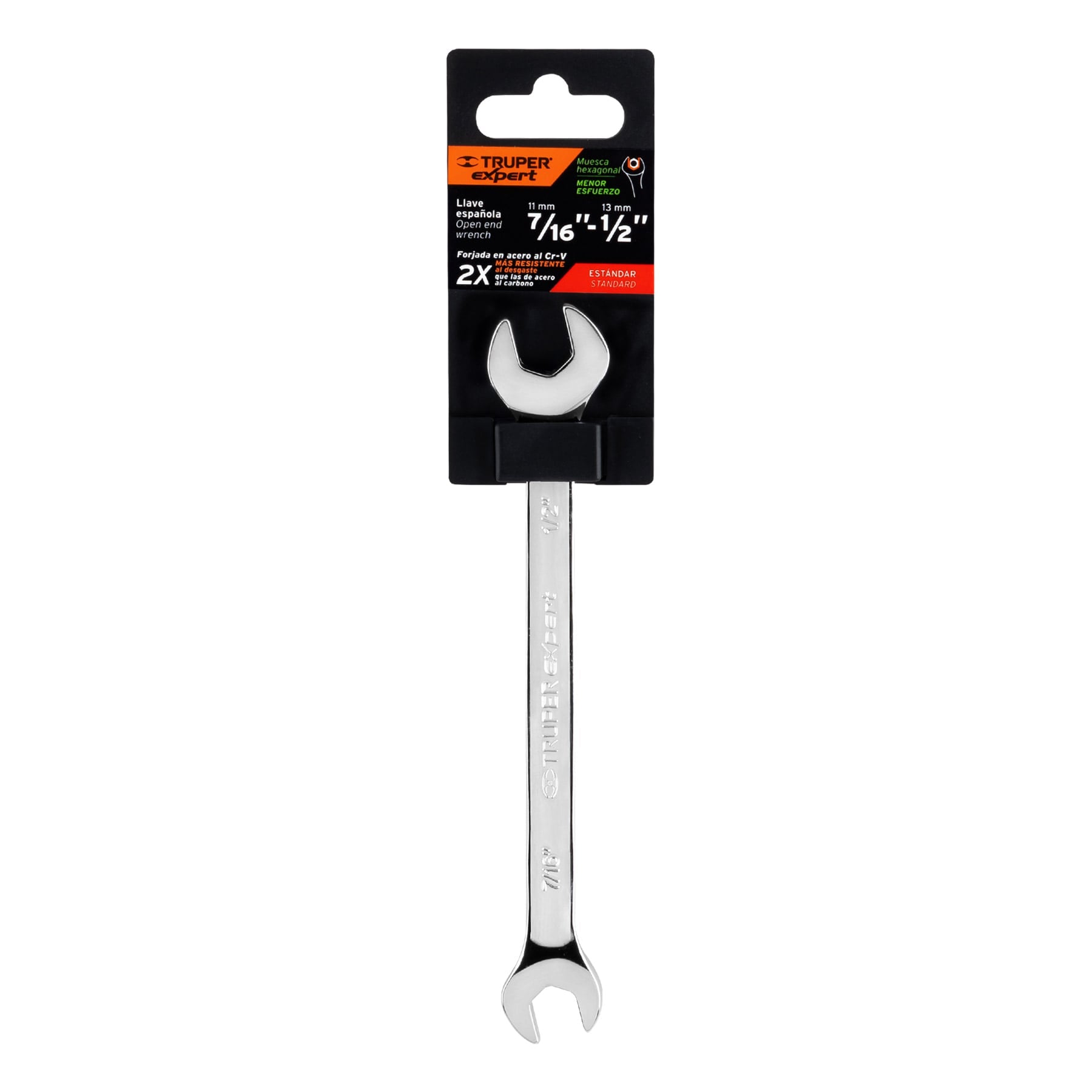 Llave española, 7/16 x 1/2" x 181 mm de largo, Truper Expert