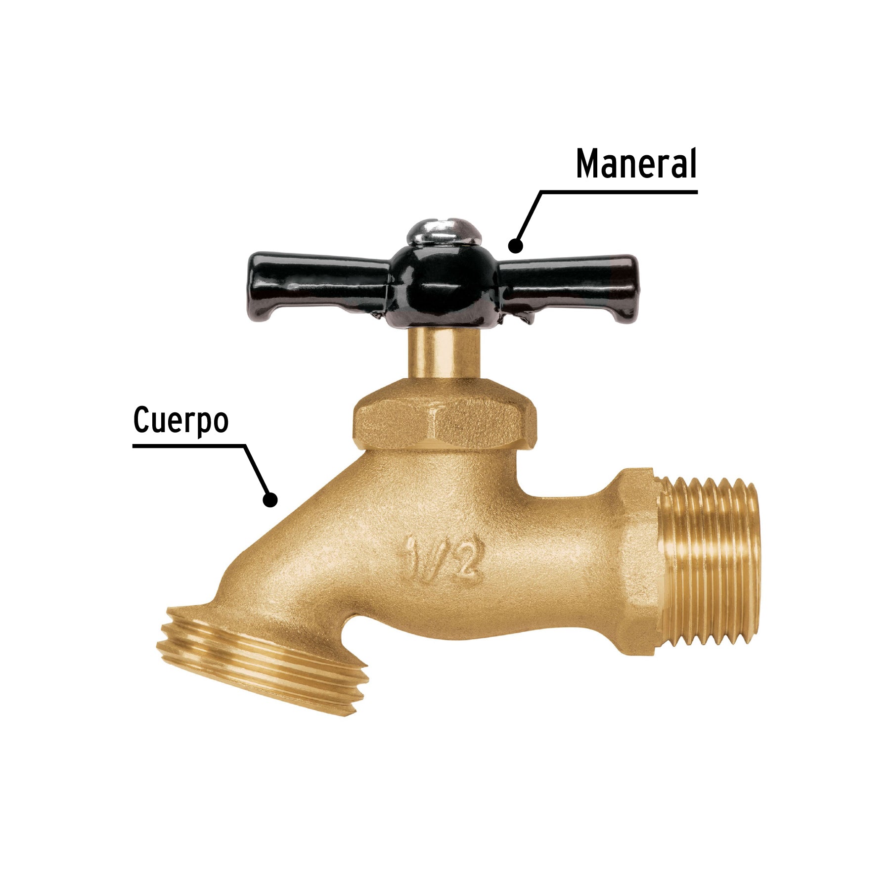 Llave para manguera, de latón, 100g, 1/2", granel, Pretul