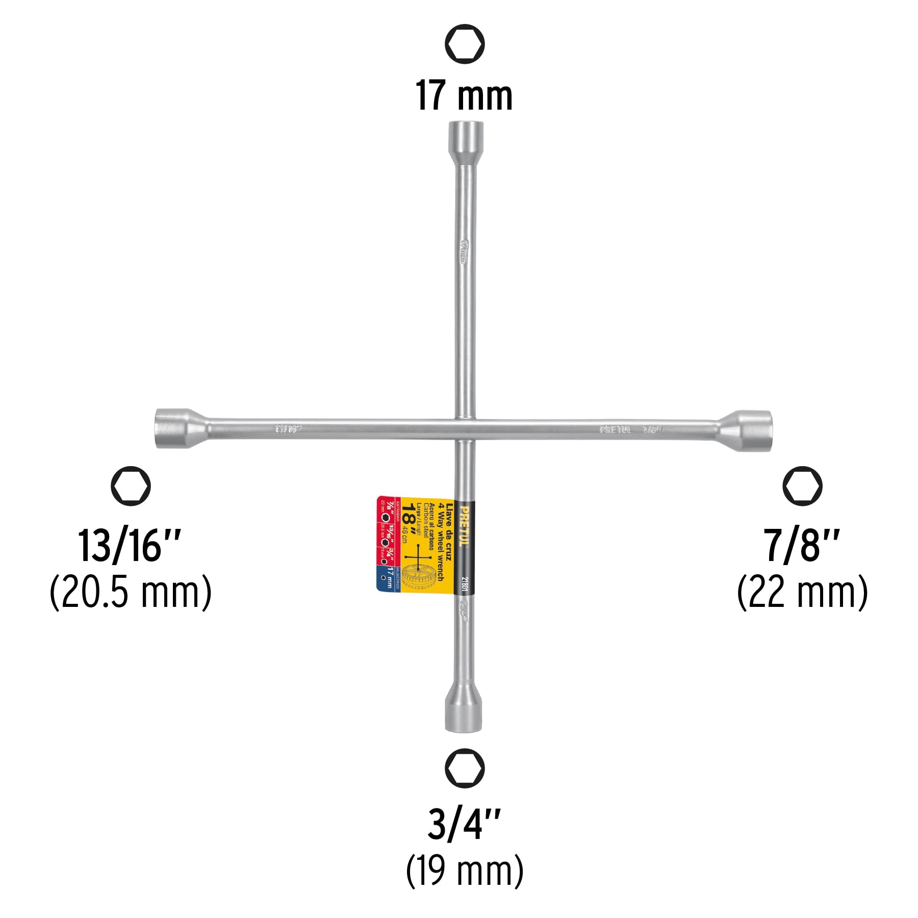 Llave de cruz para automóviles y camionetas, 18" Pretul