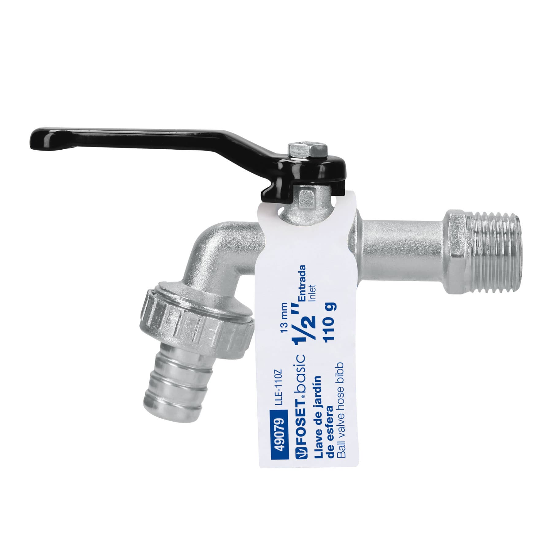 Llave de esfera, de zinc, 110 gr, entrada 1/2", Foset Basic