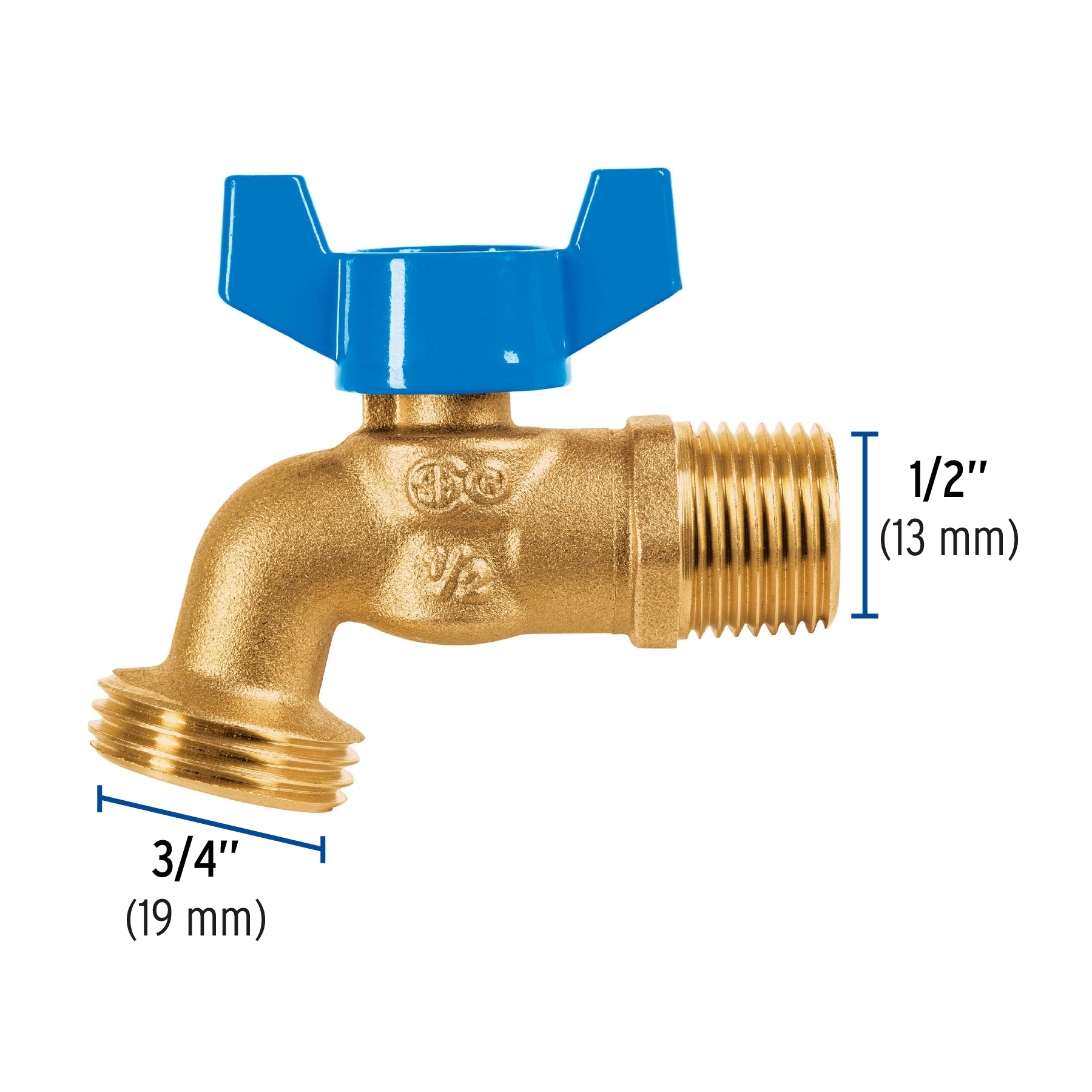 Llave de esfera de latón 1/2" con rosca para manguera, Foset