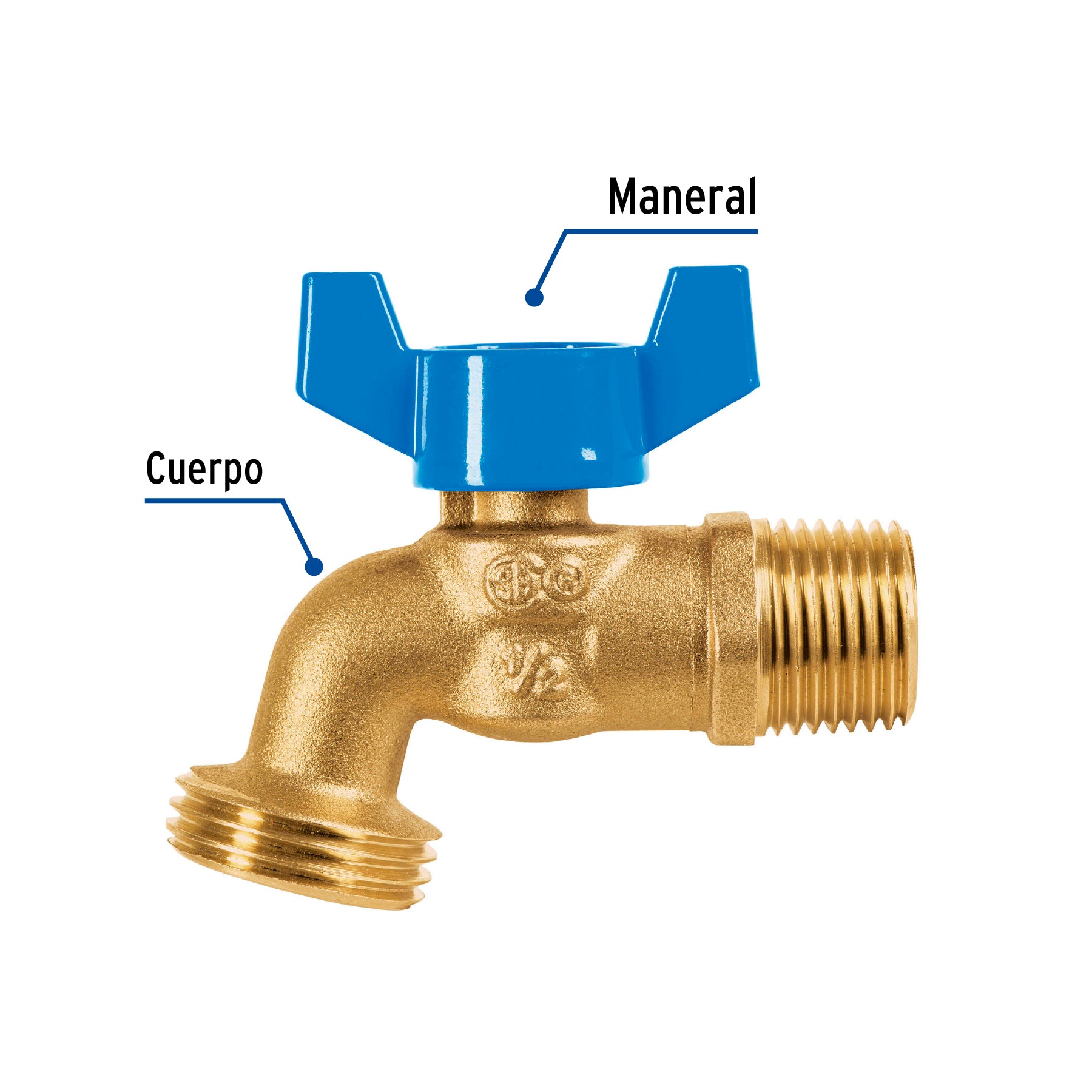 Llave de esfera de latón 1/2" con rosca para manguera, Foset