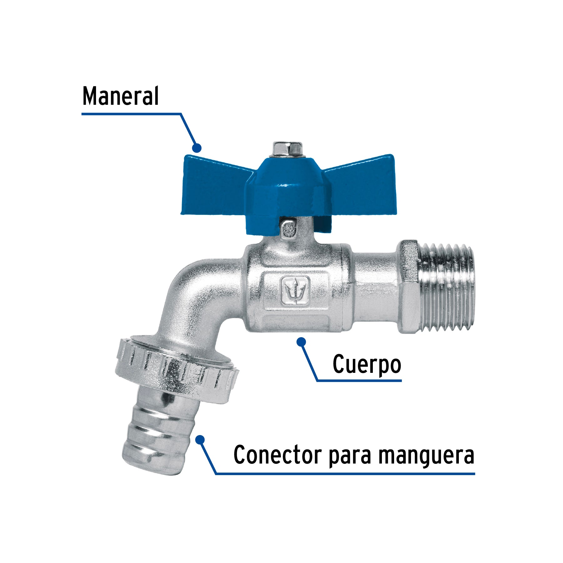 Llave de esfera con maneral corto, latón, 130gr, 1/2", Foset
