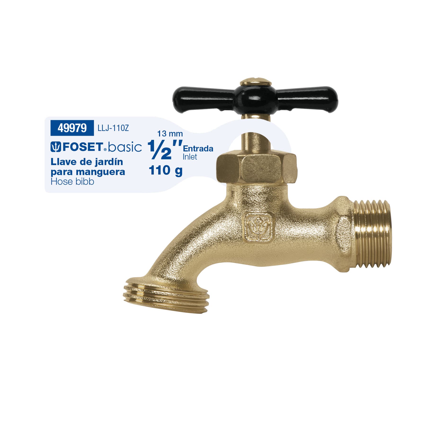 Llave para manguera, de zamac, 110gr, 1/2", BASIC