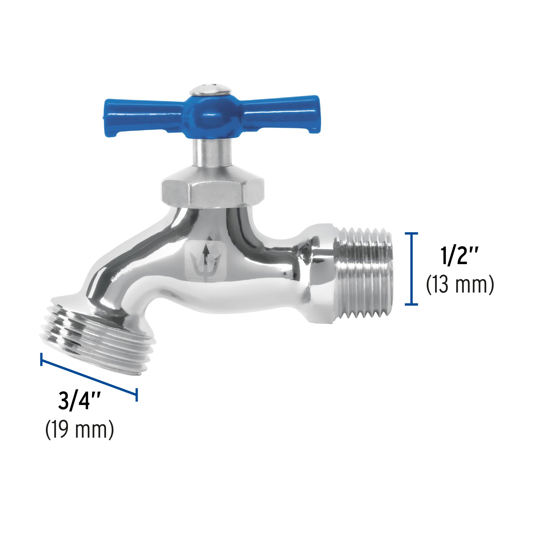 Llave para manguera, de latón cromado, 130g, 1/2",granel, Foset